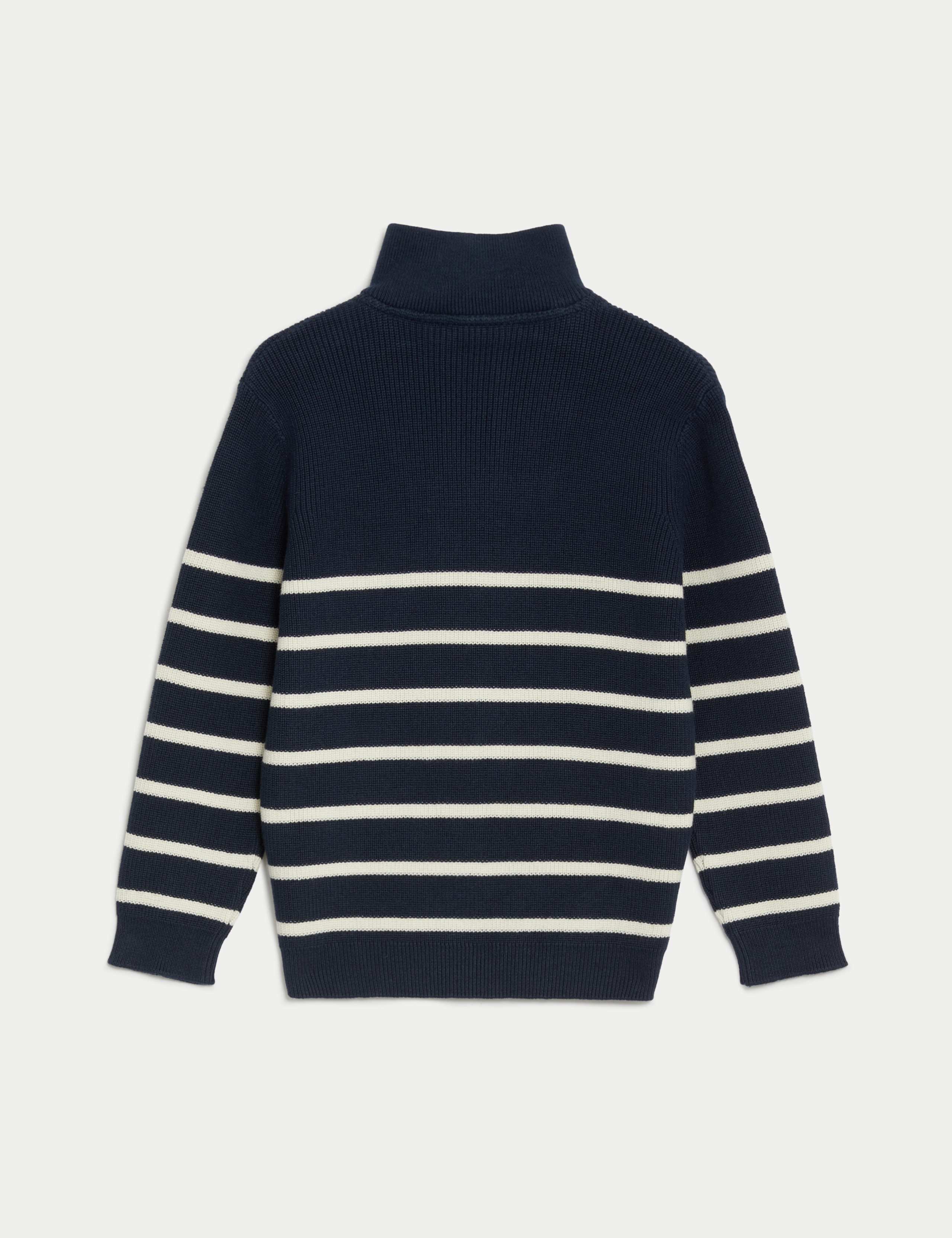 Pure Cotton Striped Half Zip Jumper (2-8 Yrs) 5 of 5