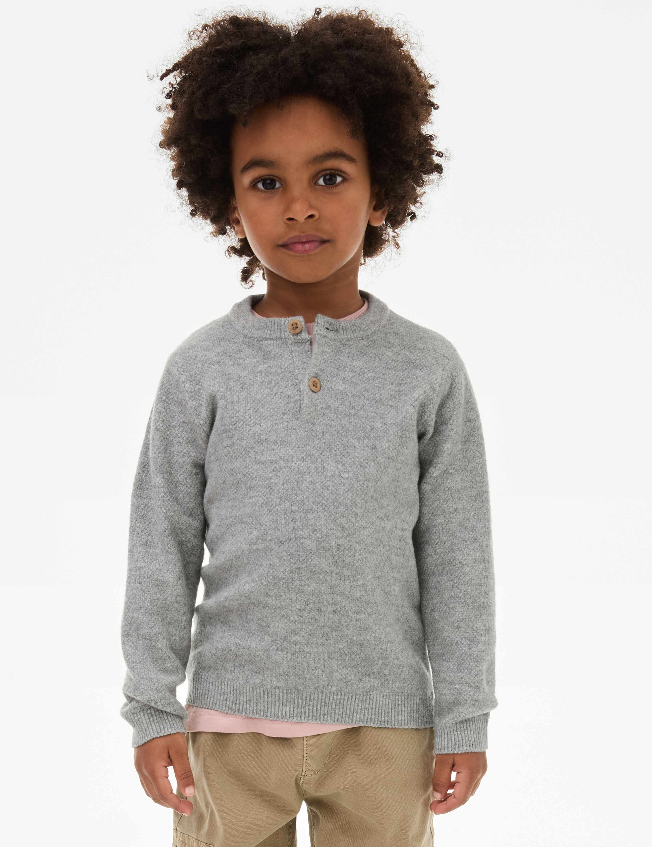 Henley Knitted Jumper (0-8 Yrs) 1 of 4