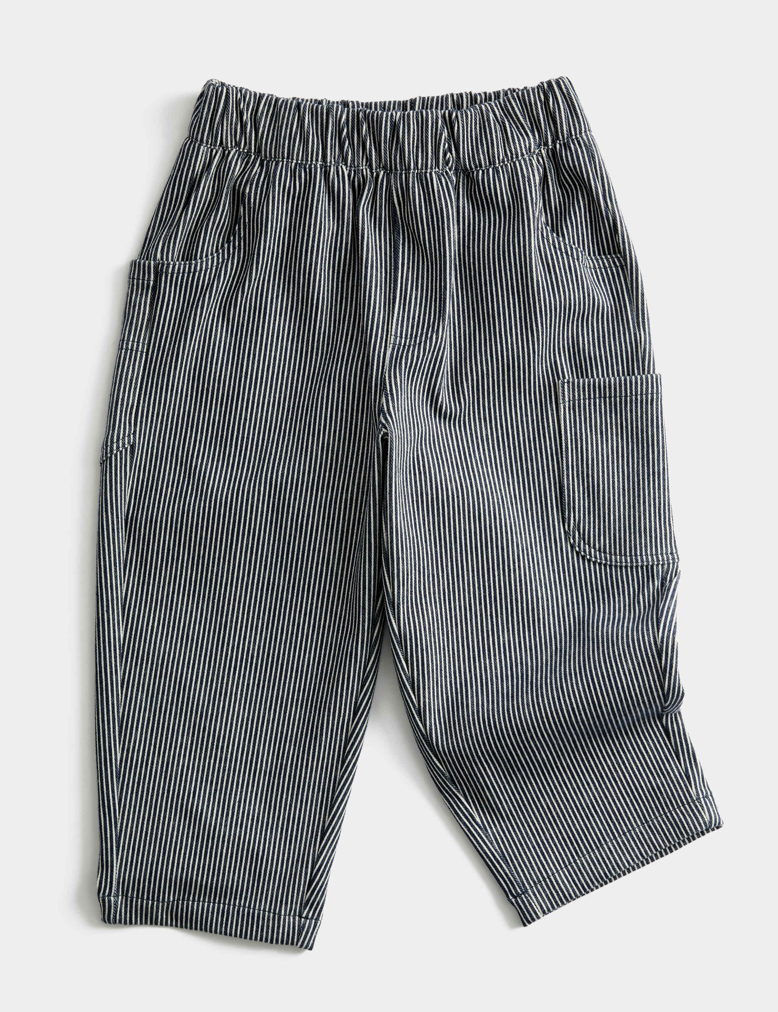Barrel Fit Cotton Blend Striped Trousers (12 Months - 8 Yrs) 1 of 3