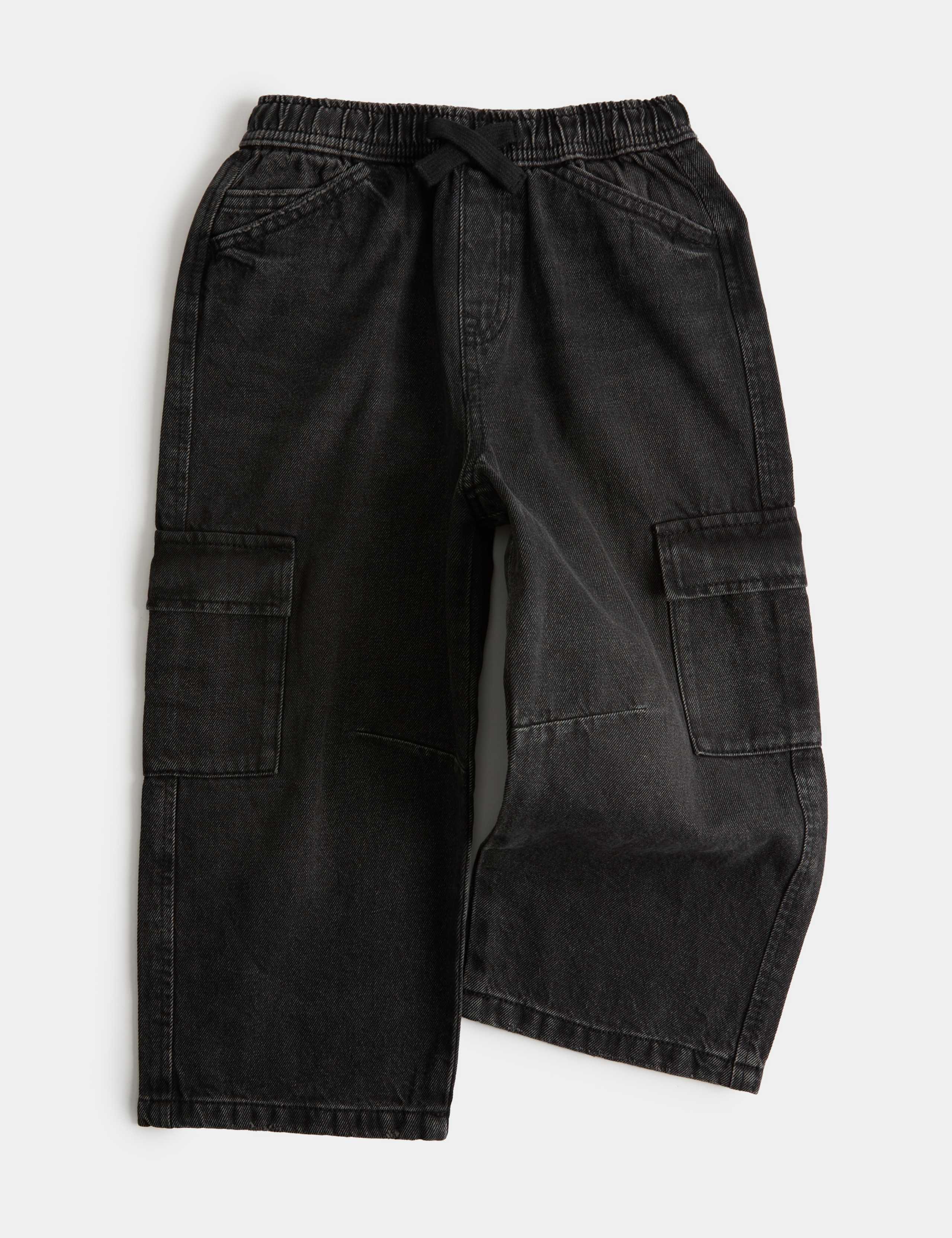 Pure Cotton Wide Leg Cargo Jeans (2-8 Yrs) 1 of 1