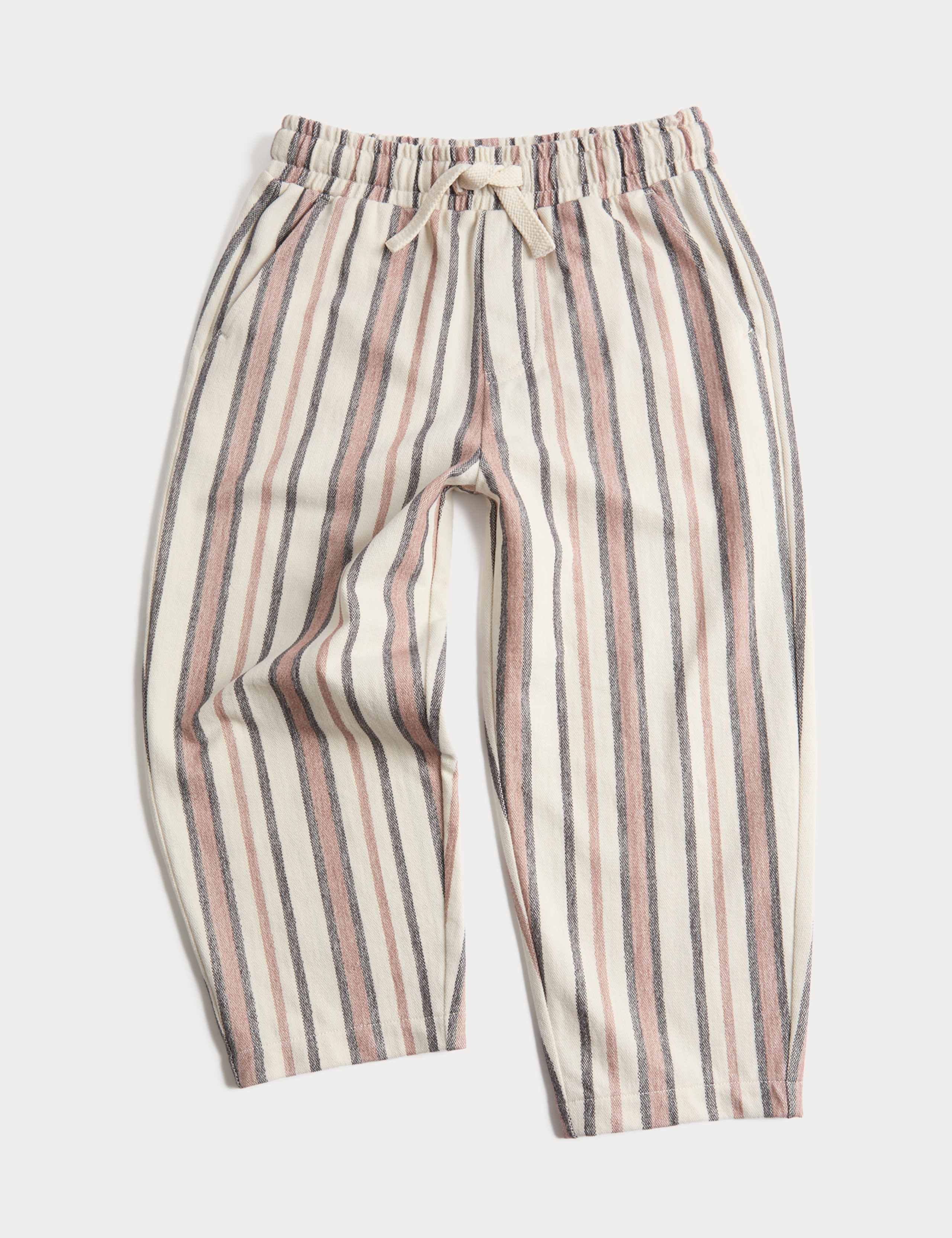 Pure Cotton Textured Striped Trousers (2-8 Yrs) 1 of 2