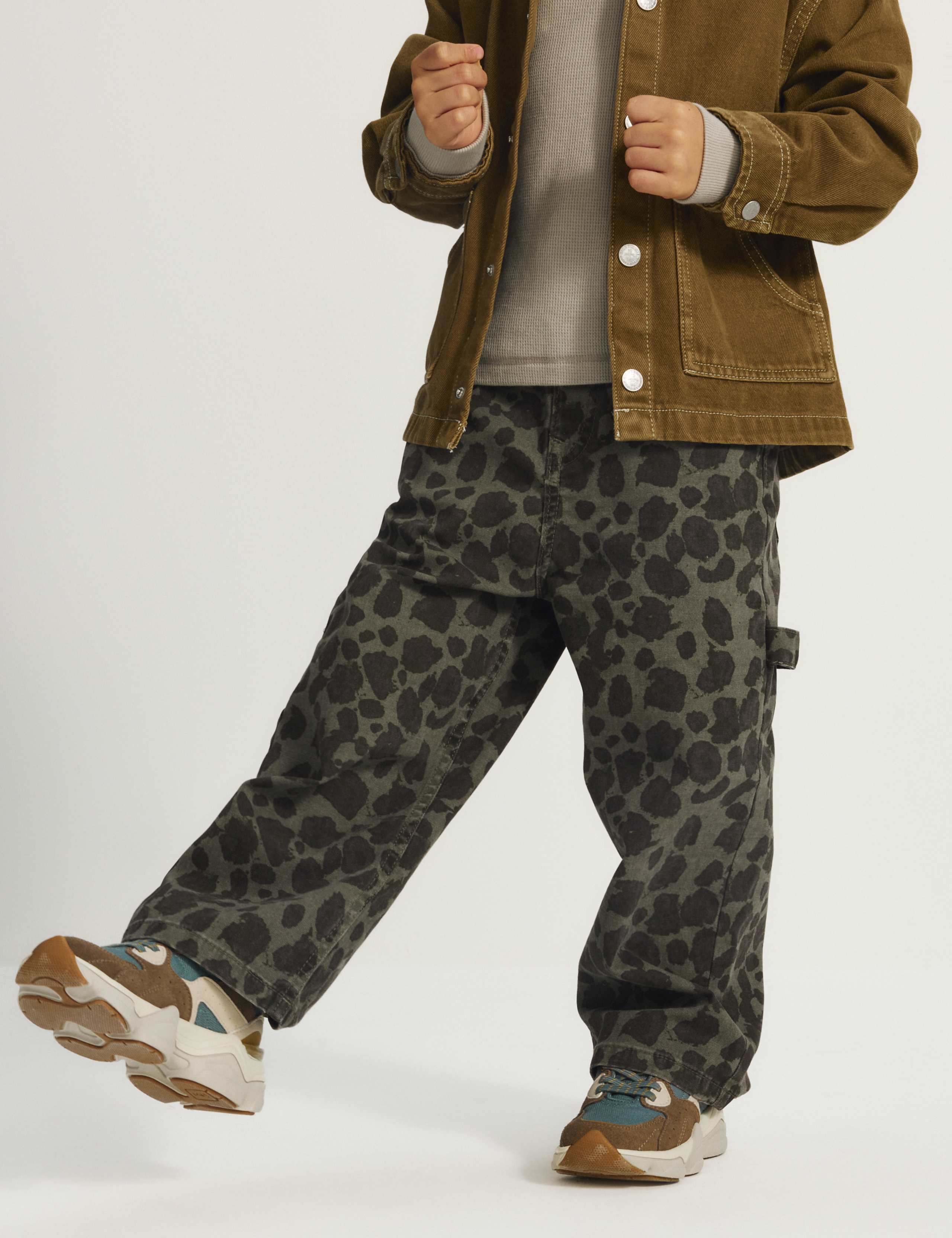 Cotton Rich Leopard Print Carpenter Jeans (2-8 Yrs) 3 of 6