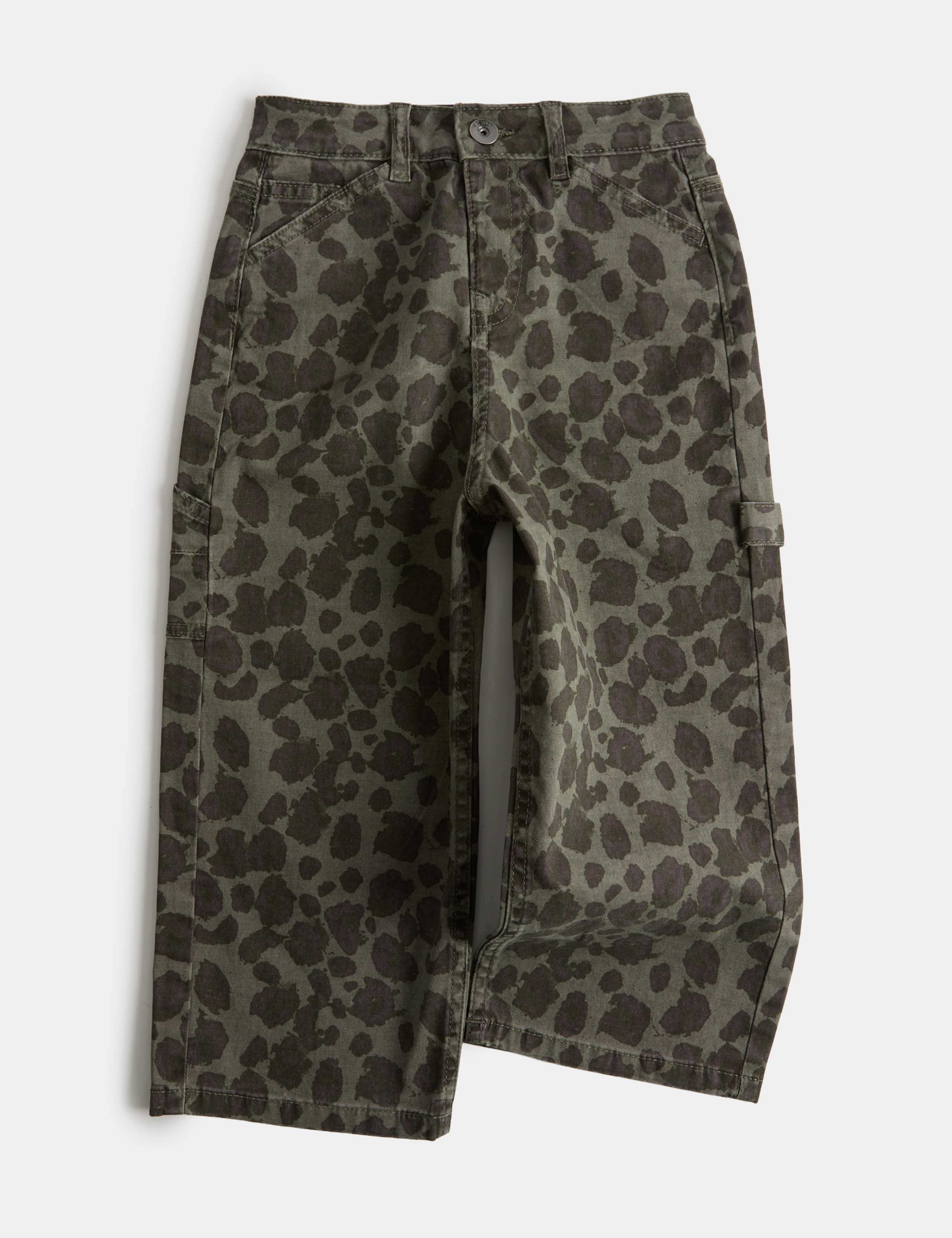 Cotton Rich Leopard Print Carpenter Jeans (2-8 Yrs) 1 of 1