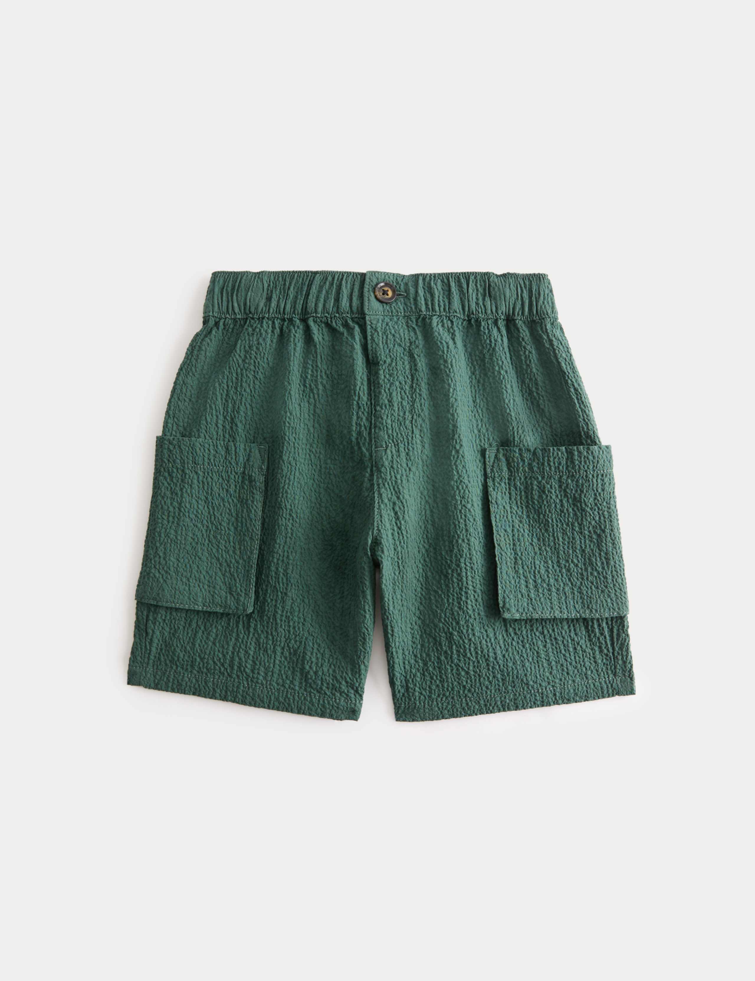 Cotton Rich Seersucker Cargo Shorts (2-8 Years) 1 of 2