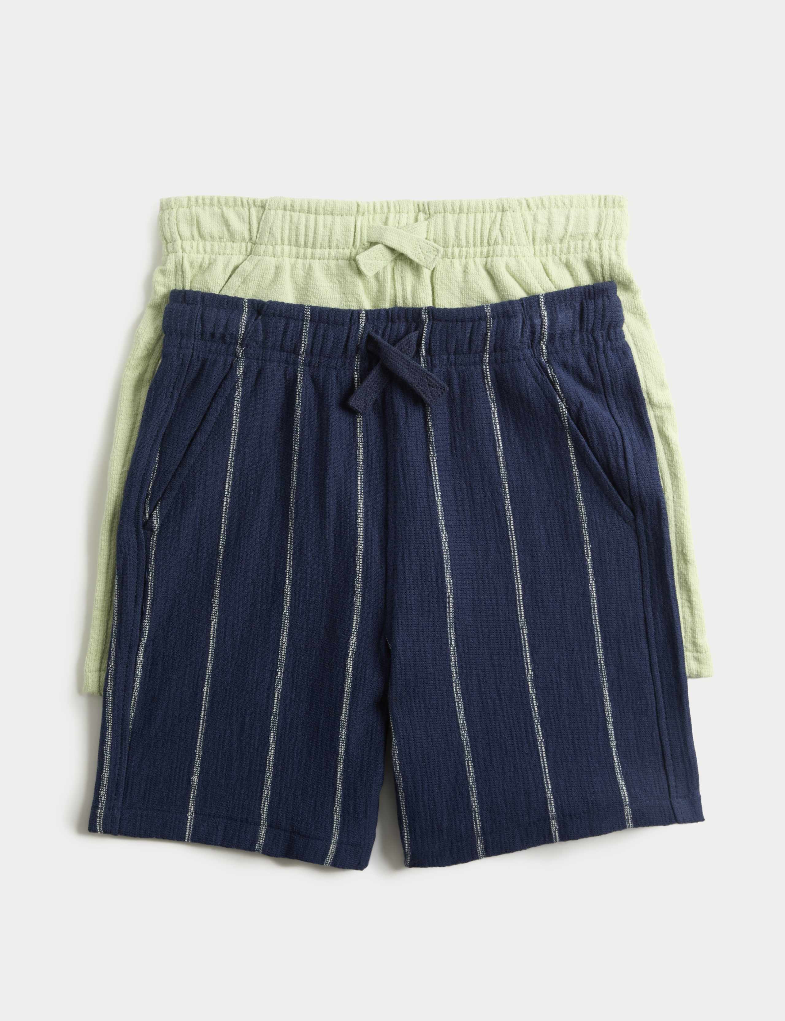 2pk Pure Cotton Textured Shorts (2-8 Yrs) 1 of 1