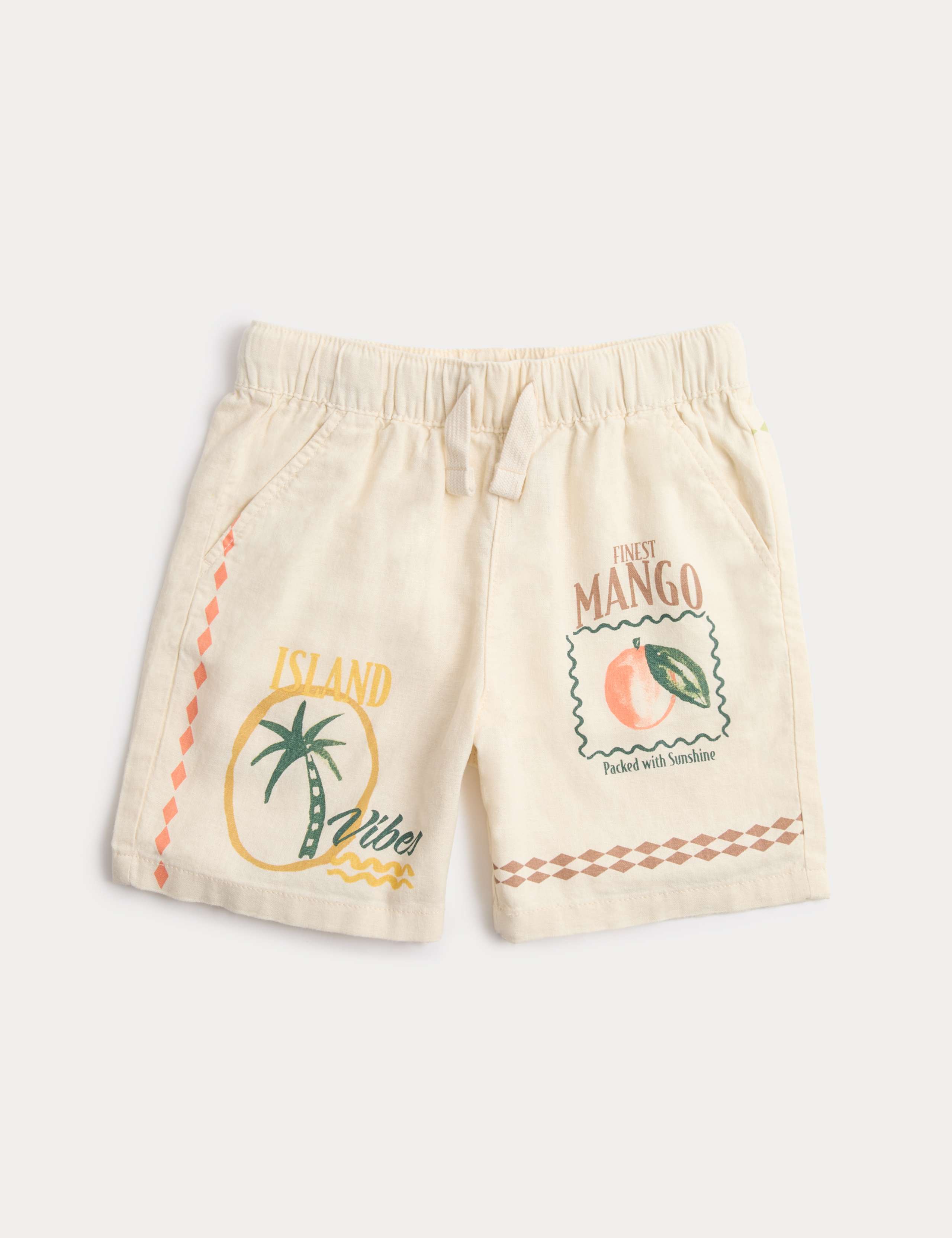 Linen Blend Island Print Shorts (2-8 Yrs) 1 of 2