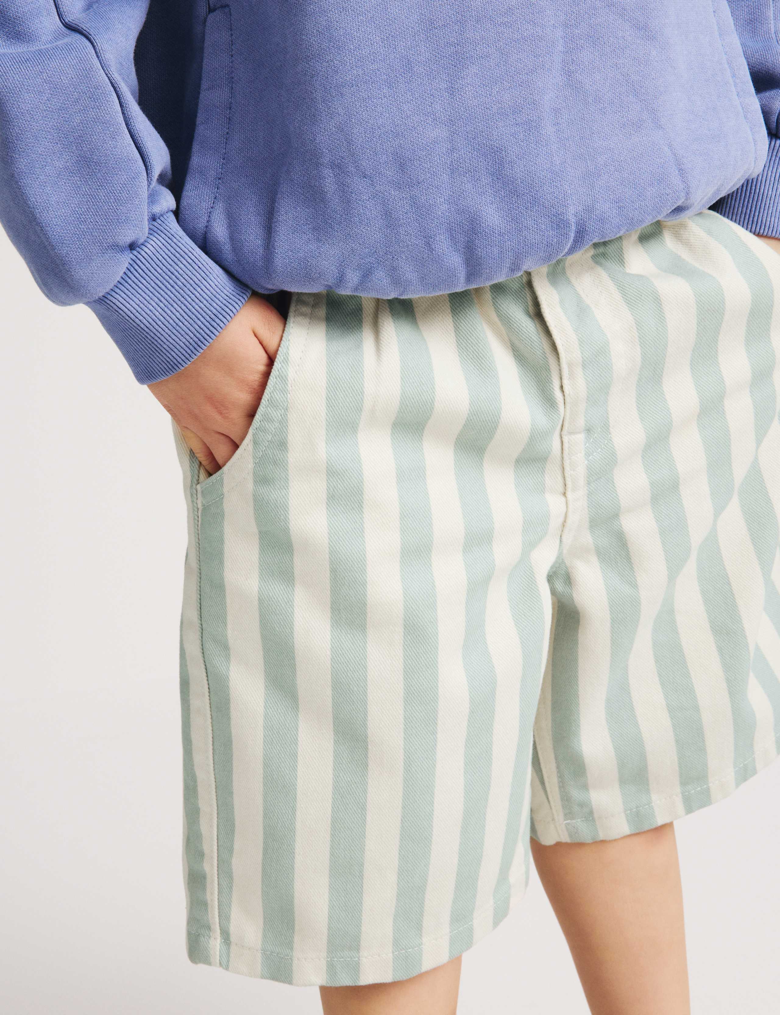 Pure Cotton Denim Striped Shorts (2-8 Yrs) 3 of 7