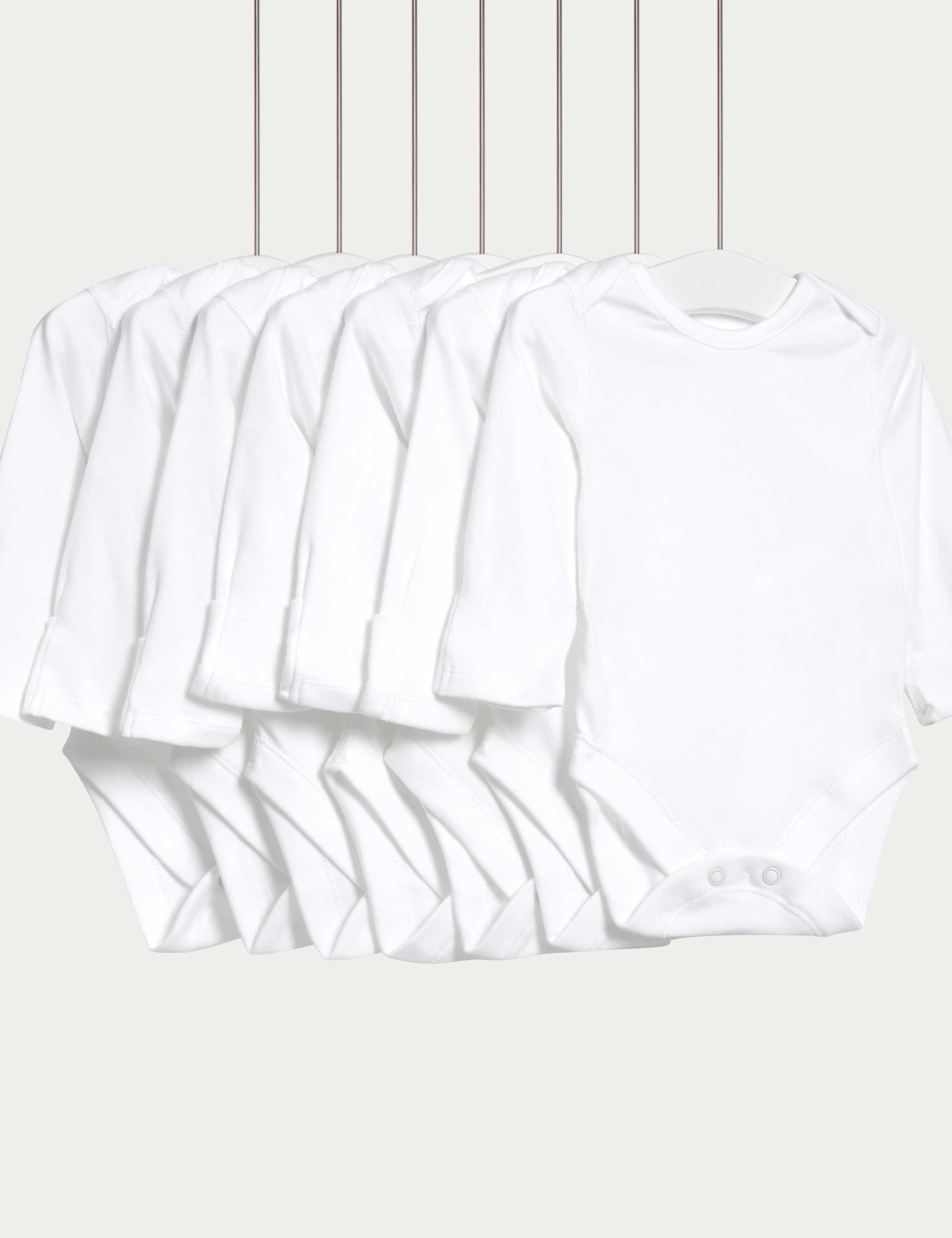 7 Pack Pure Cotton Long Sleeve Bodysuits (5lbs-3 Yrs) 1 of 8