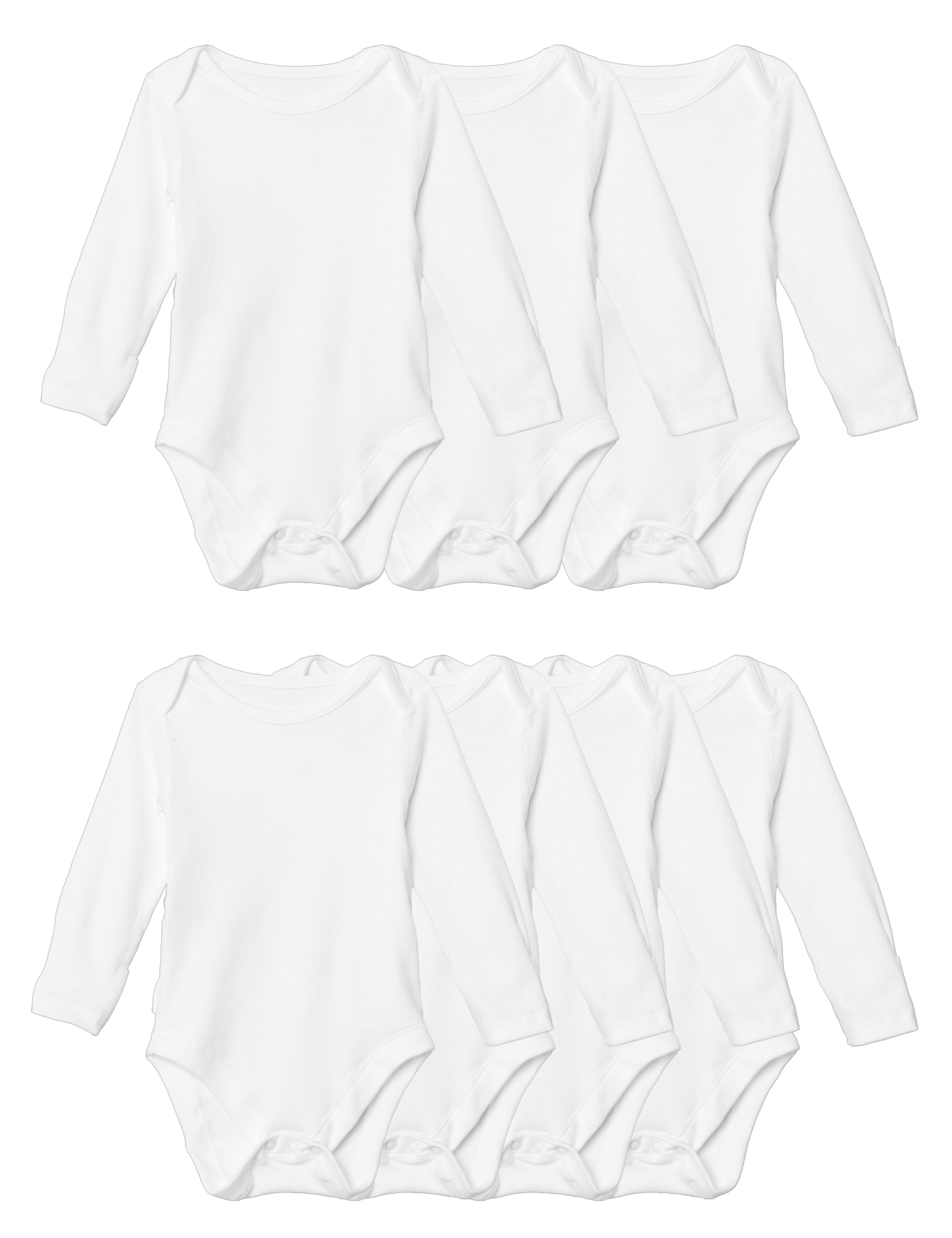 7pk Pure Cotton Long Sleeve Bodysuits (5lbs-3 Yrs) 8 of 8