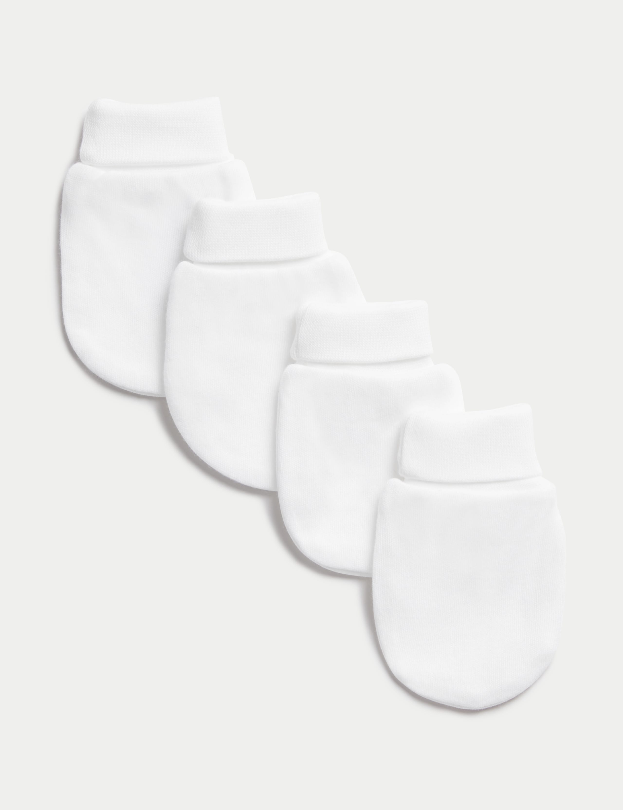 4 Pack Pure Cotton Mittens (0-1 Yrs) 1 of 2
