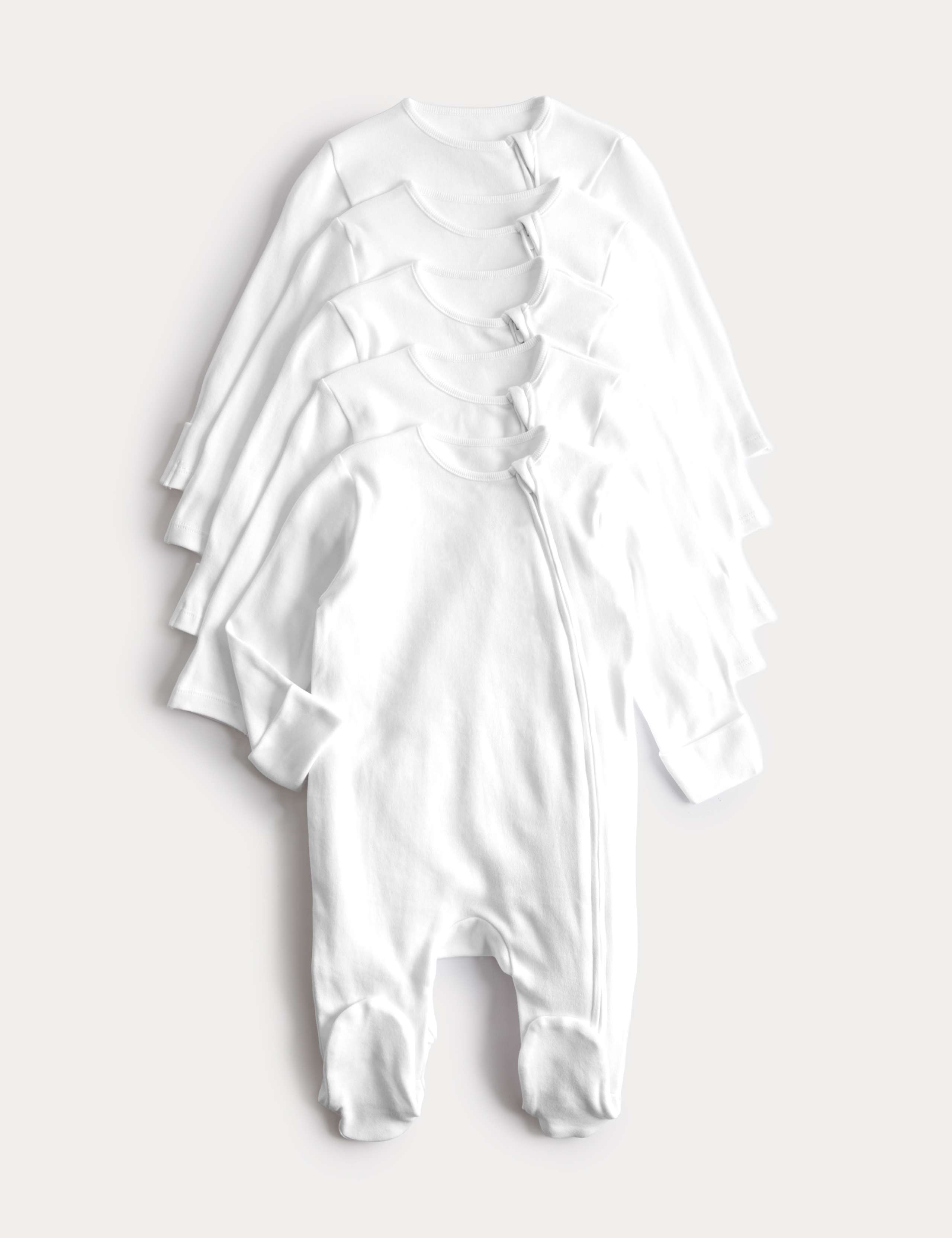 5 Pack Pure Cotton Zip Front Sleepsuits (5lbs-3 Yrs) 2 of 4