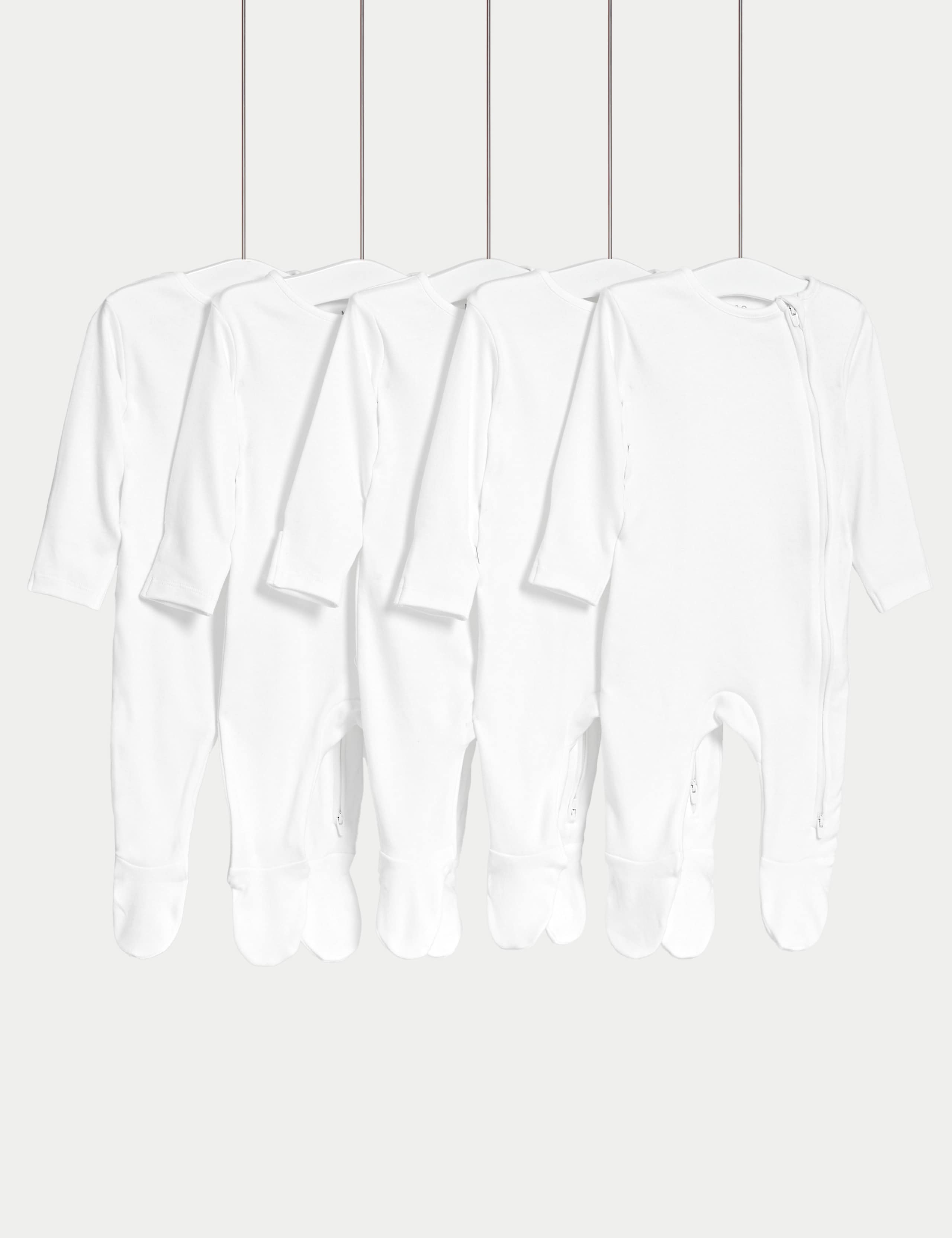 5pk Pure Cotton Zip Front Sleepsuits (5lbs-3 Yrs) 2 of 2