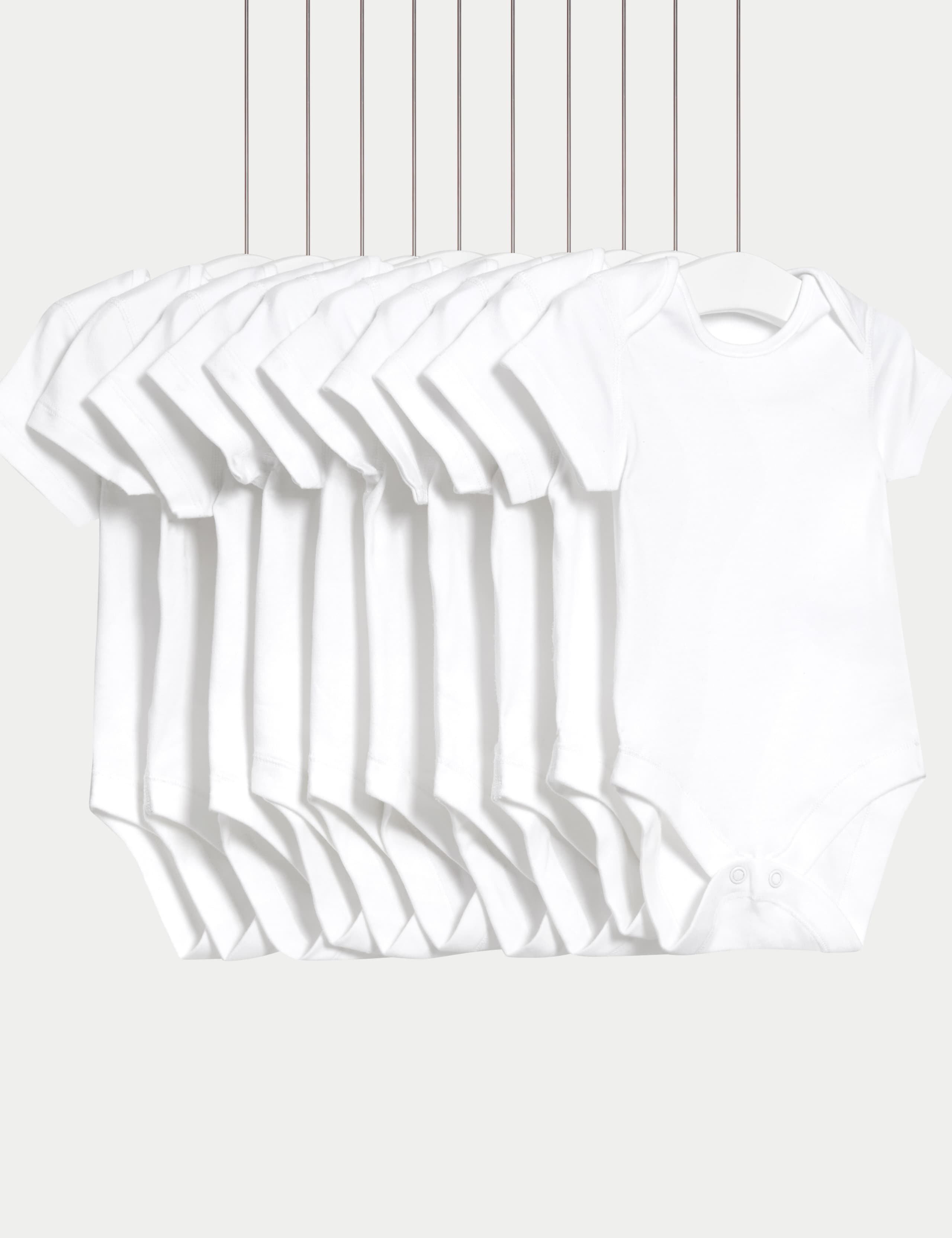 10 Pack Pure Cotton Short Sleeve Bodysuits (6½lbs-3 Yrs) 1 of 4