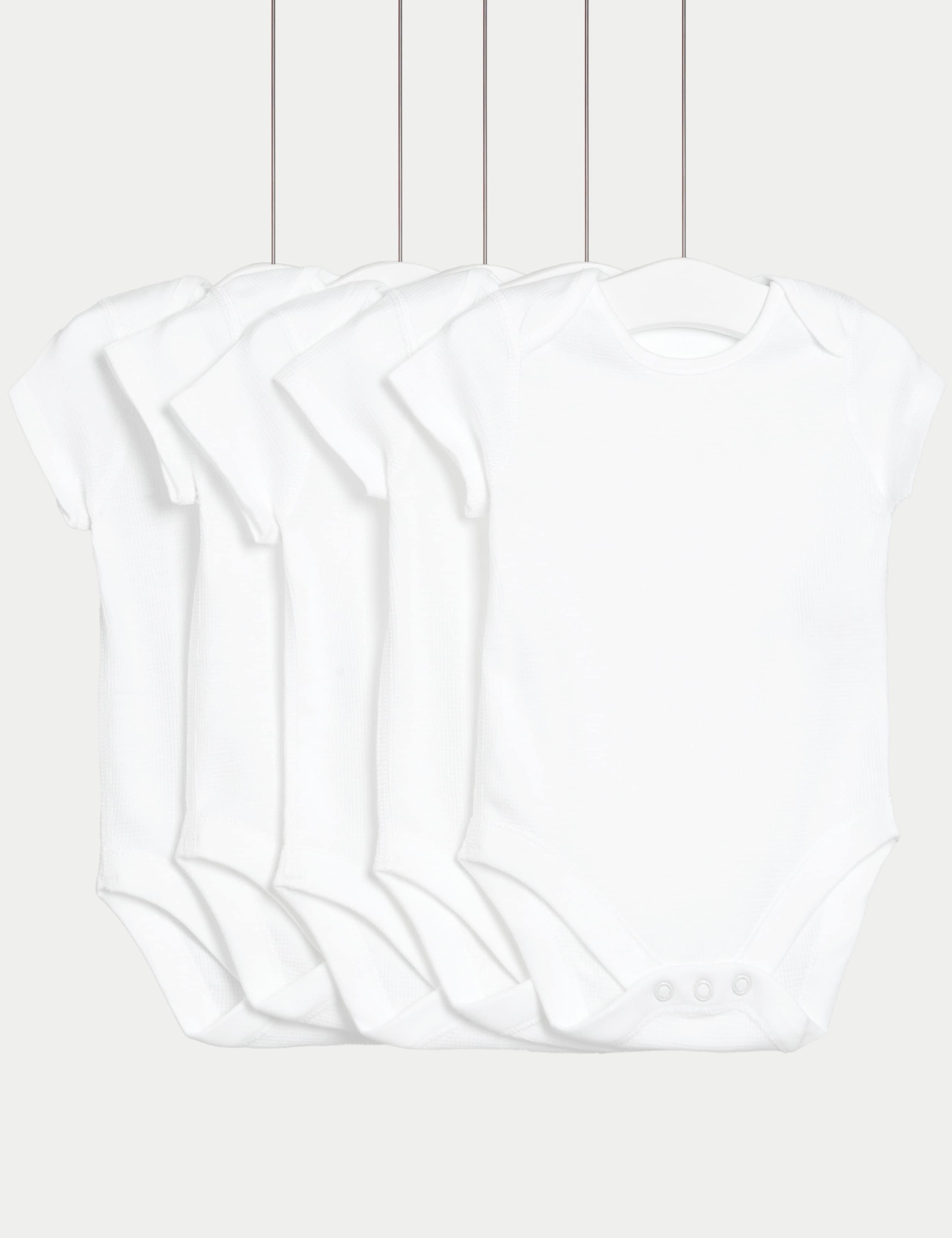 5 Pack Pure Cotton Waffle Bodysuits (5lbs - 3 Yrs) 2 of 3