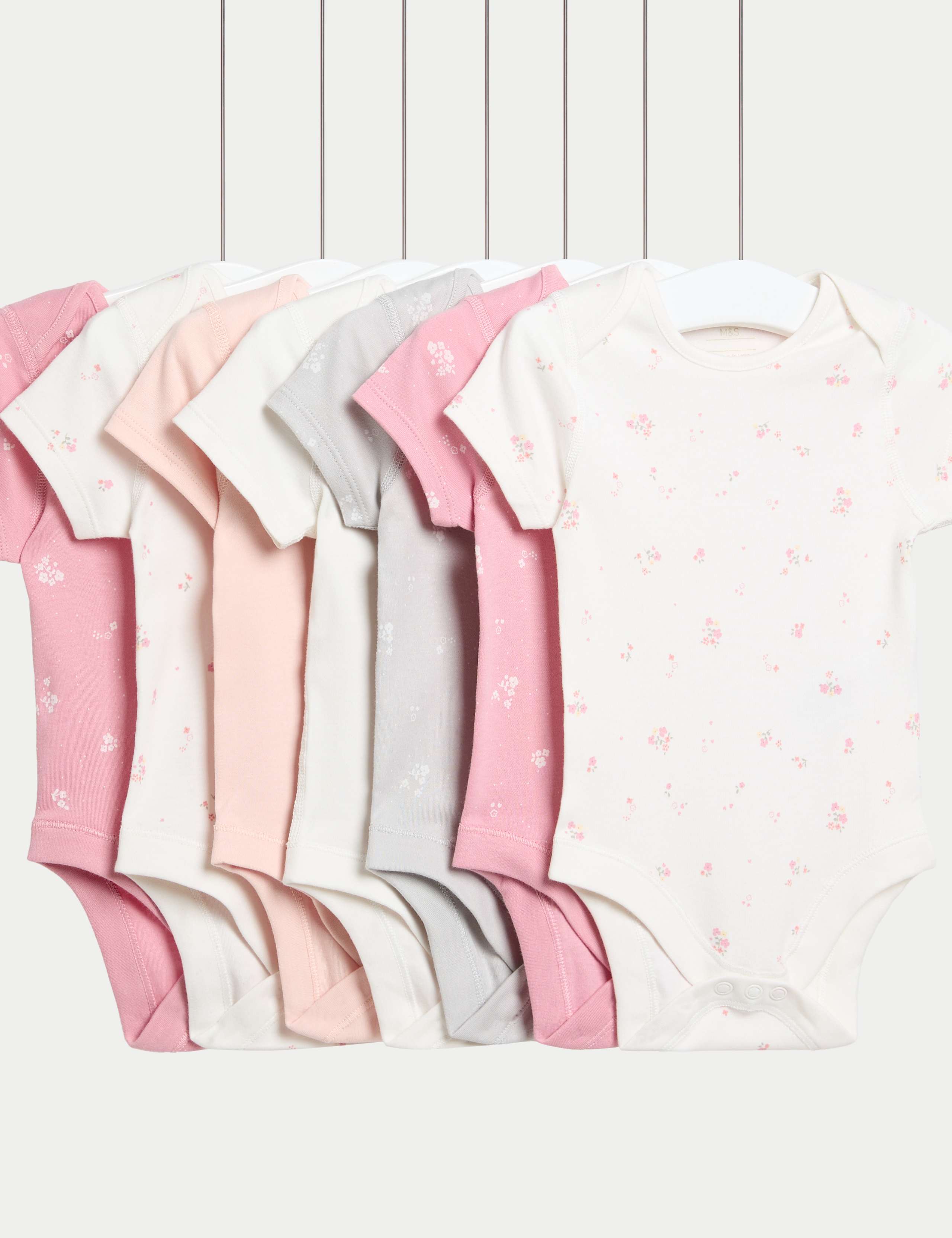 7pk Pure Cotton Floral Bodysuits (5lbs-3 Yrs) 1 of 1