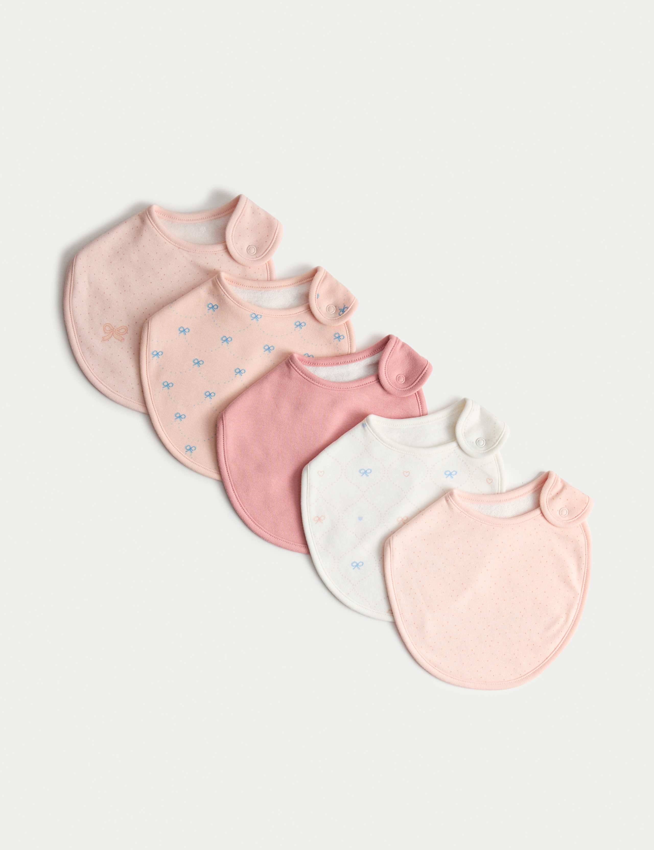 5pk Cotton Rich Bow Dribble Bibs 1 of 2