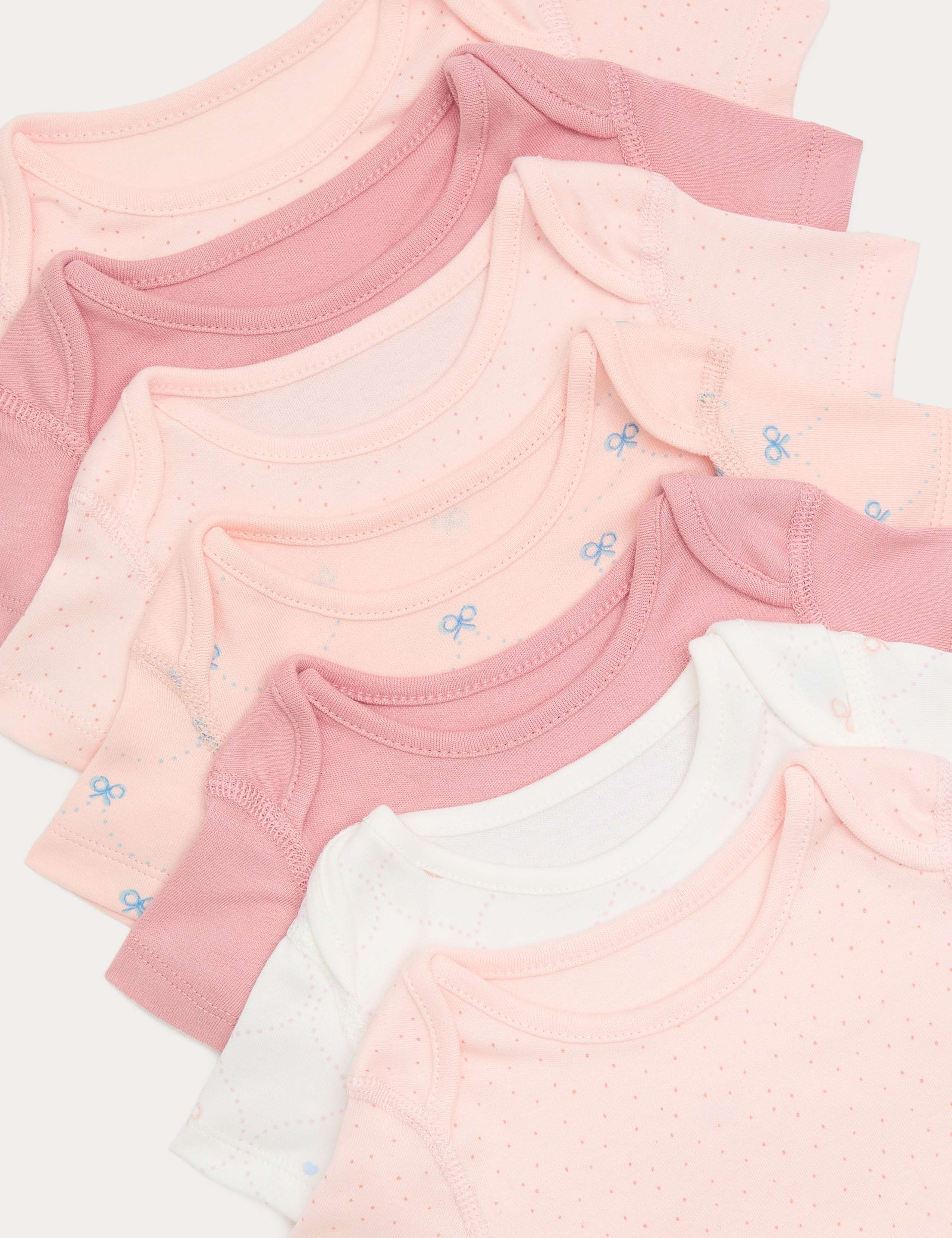 7 Pack Pure Cotton Bow Bodysuits (0-3 Yrs) 2 of 3