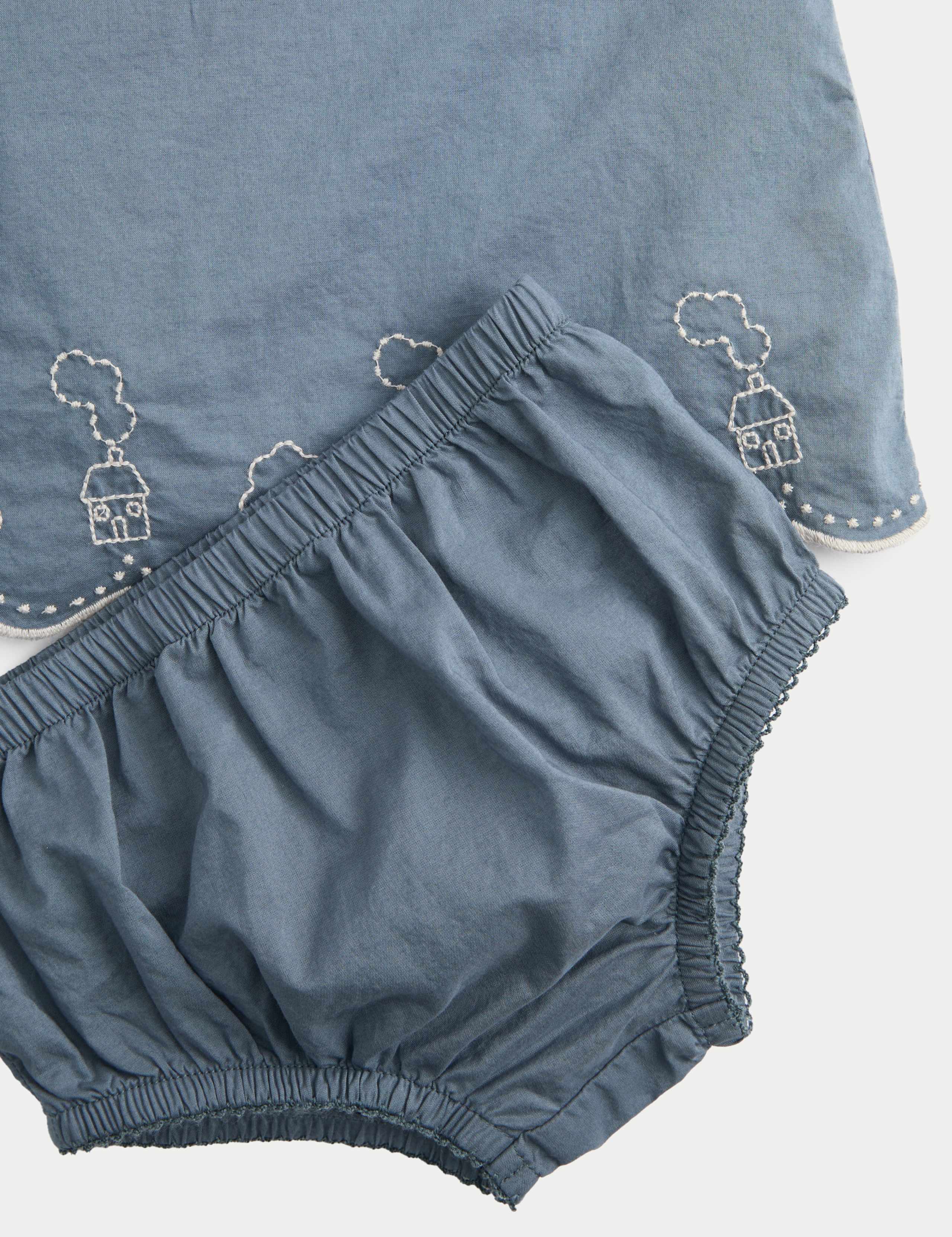 2 Piece Pure Cotton Embroidered Outfit (0-12 Months) 2 of 3