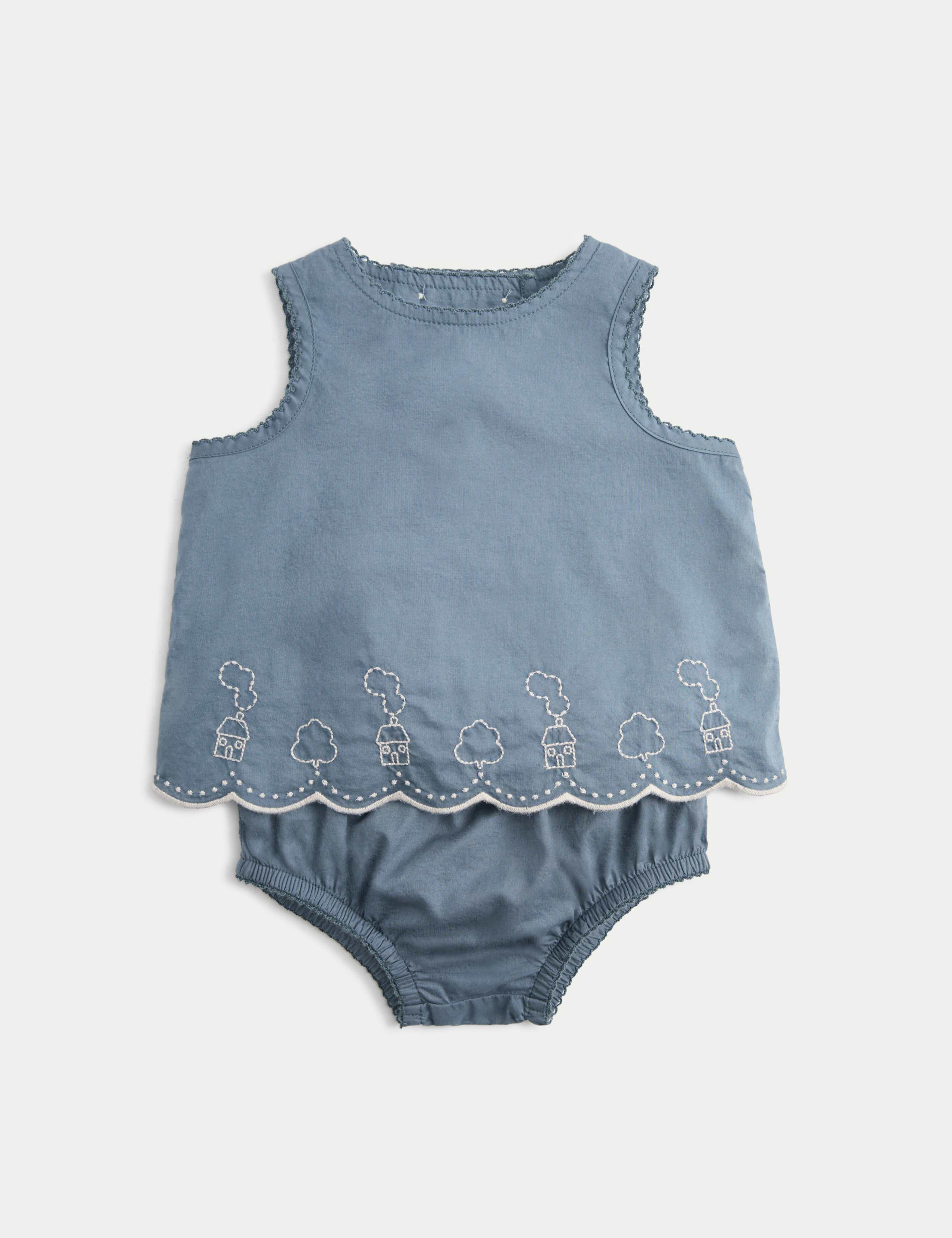 2 Piece Pure Cotton Embroidered Outfit (0-12 Mths) 1 of 3