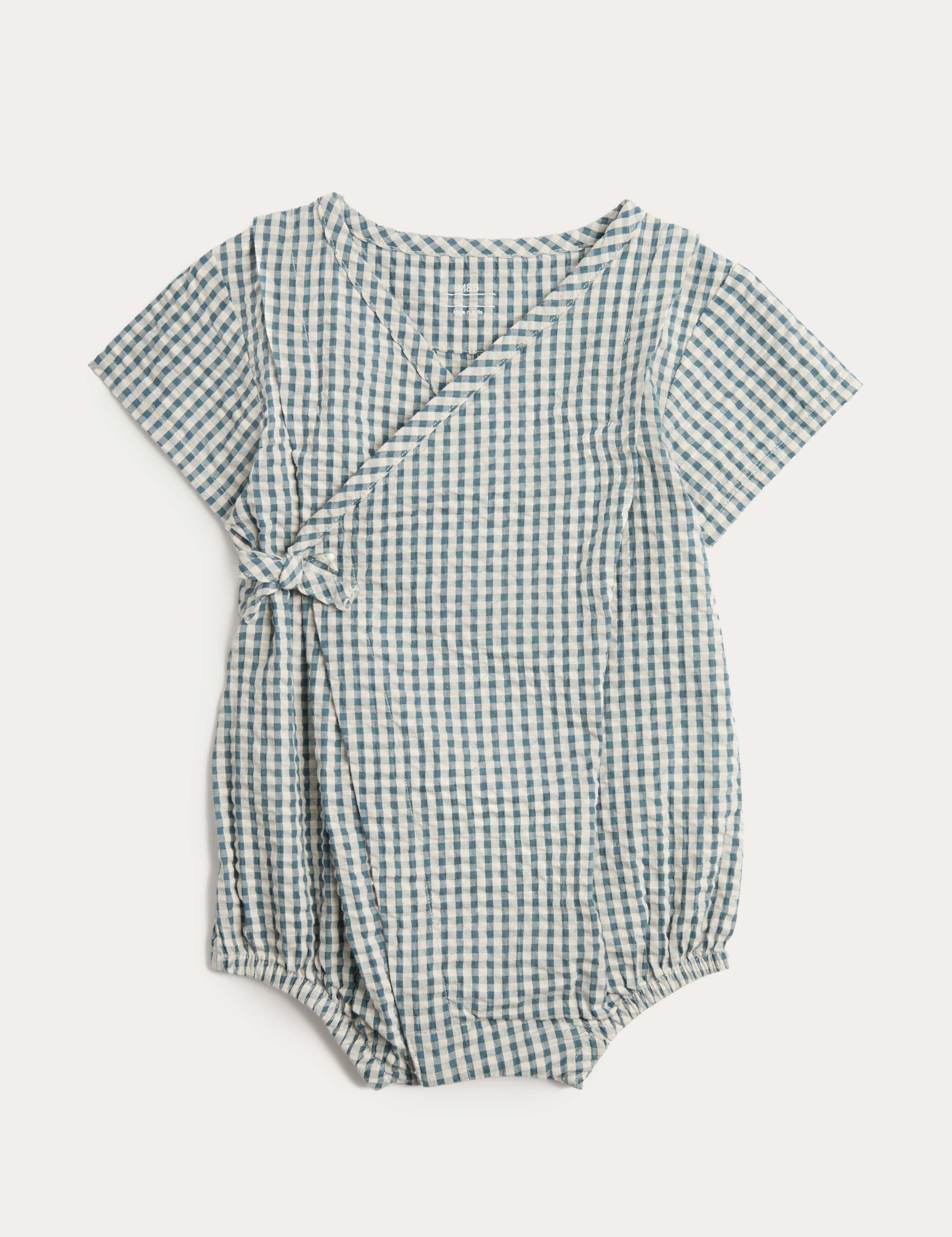 Pure Cotton Grid Check Wrap Paddler (0-24 Mths) 2 of 4