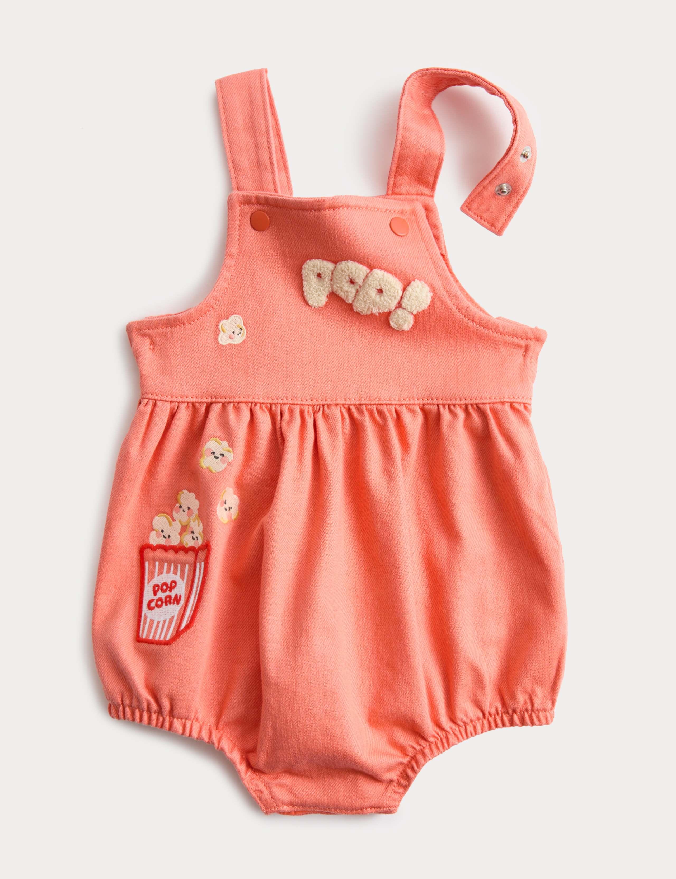 Pure Cotton Popcorn Dungarees (0-2 Yrs) 1 of 2
