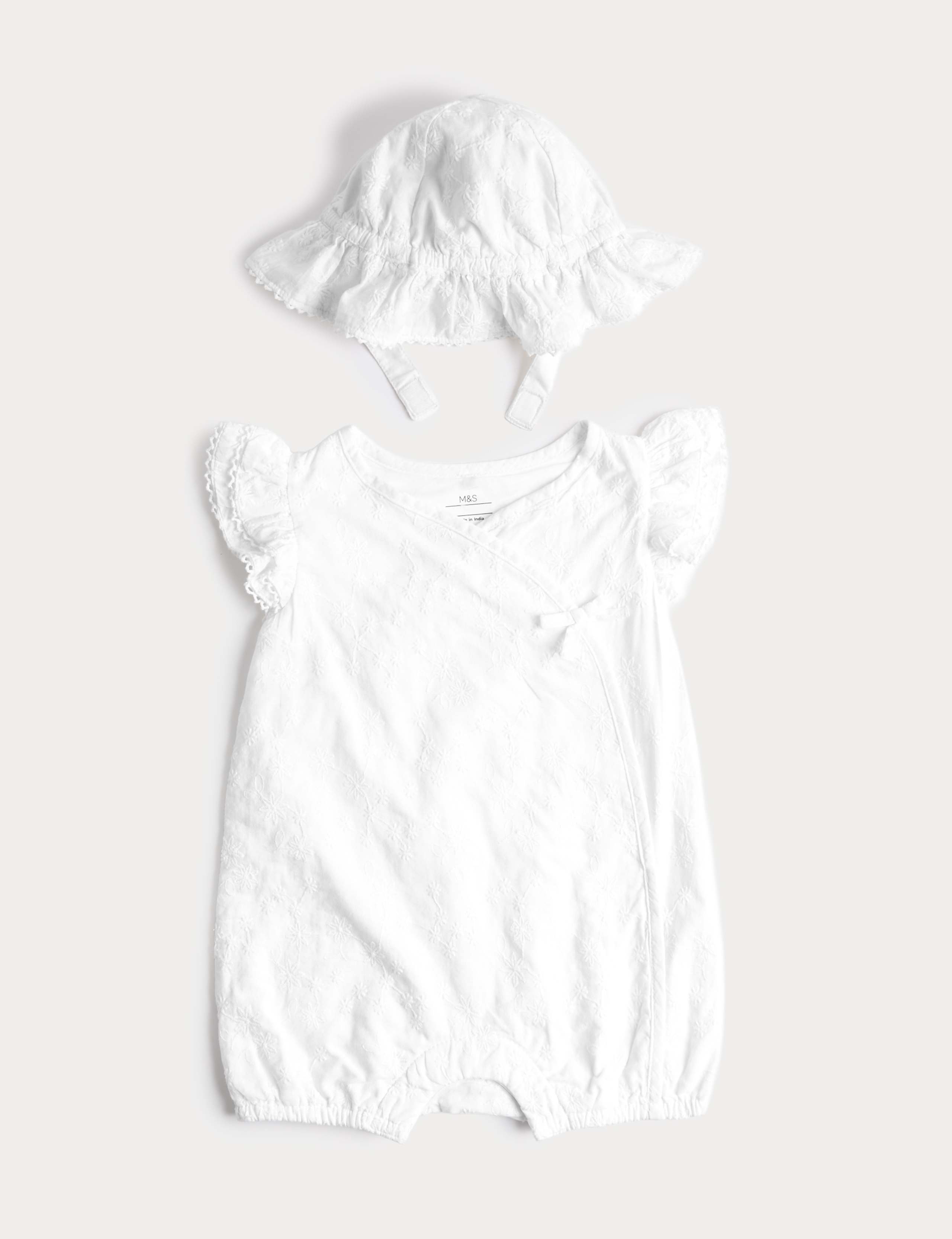 2 Piece Pure Cotton Romper & Hat Outfit (0-18 Mths) 1 of 2