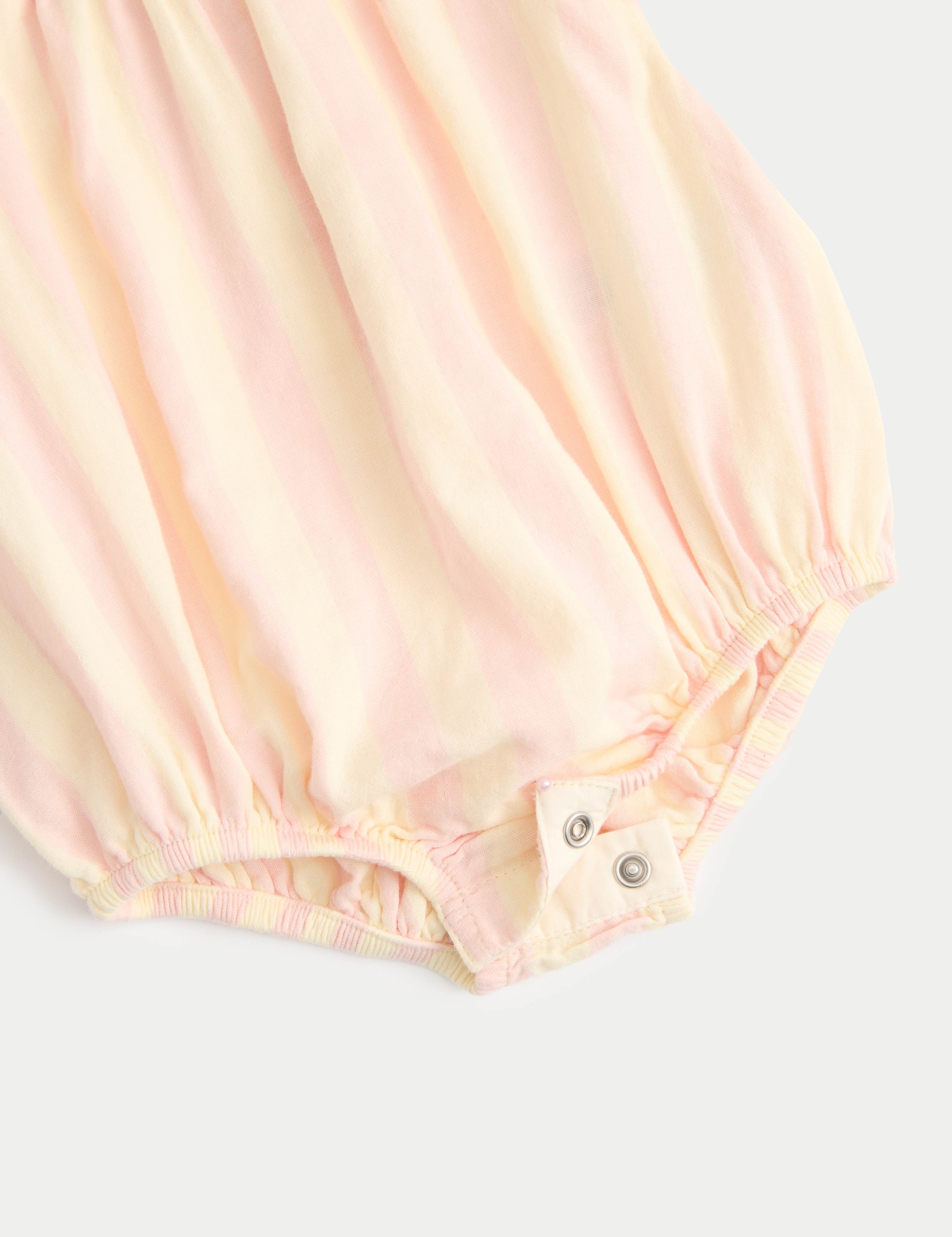 Pure Cotton Candy Stripe Woven Paddler with Hat (0-24 Mths) 3 of 3