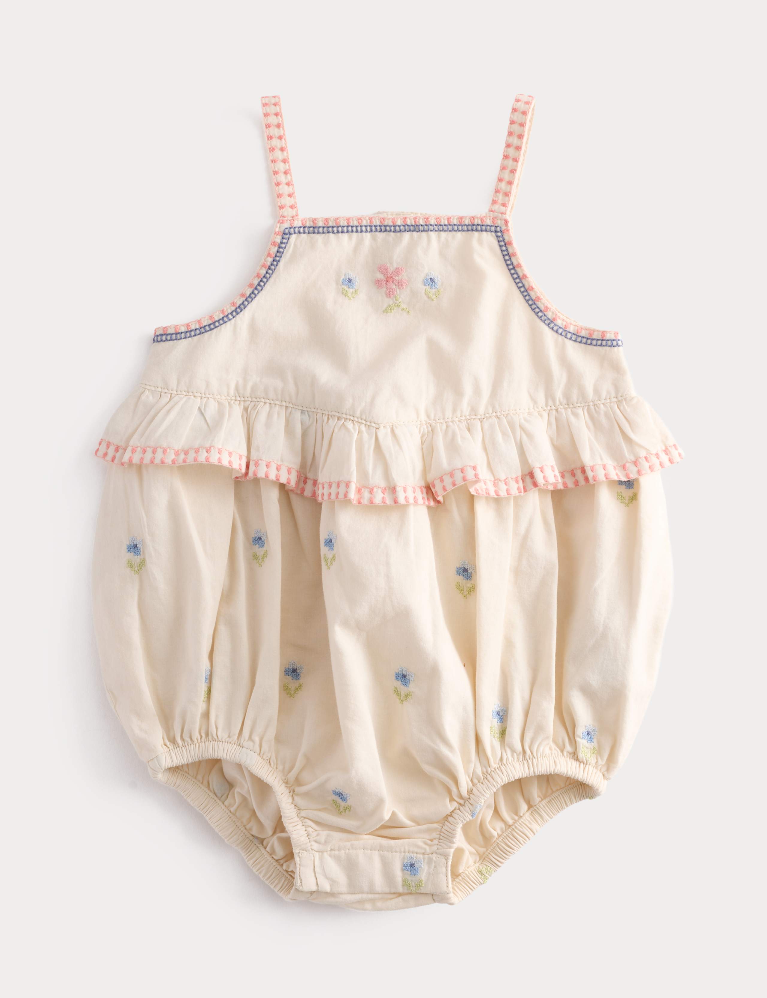 Pure Cotton Floral Embroidery Romper (0-2 Yrs) 1 of 2