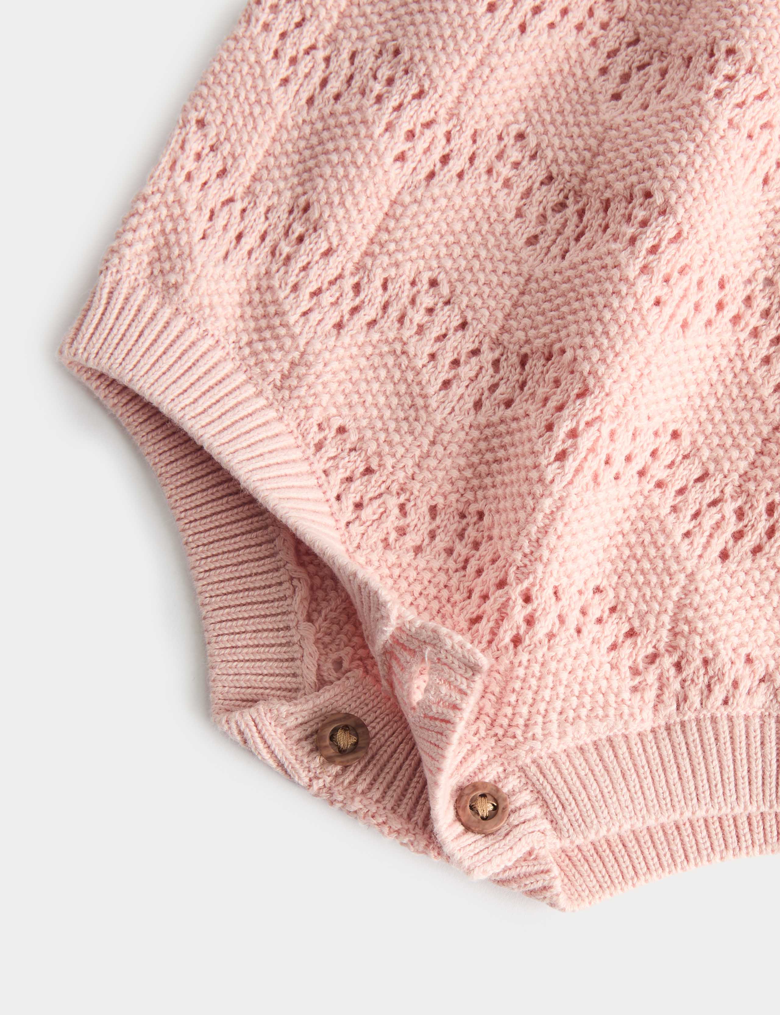 Pure Cotton Frill Knitted Romper (7lbs-18 Mths) 3 of 3
