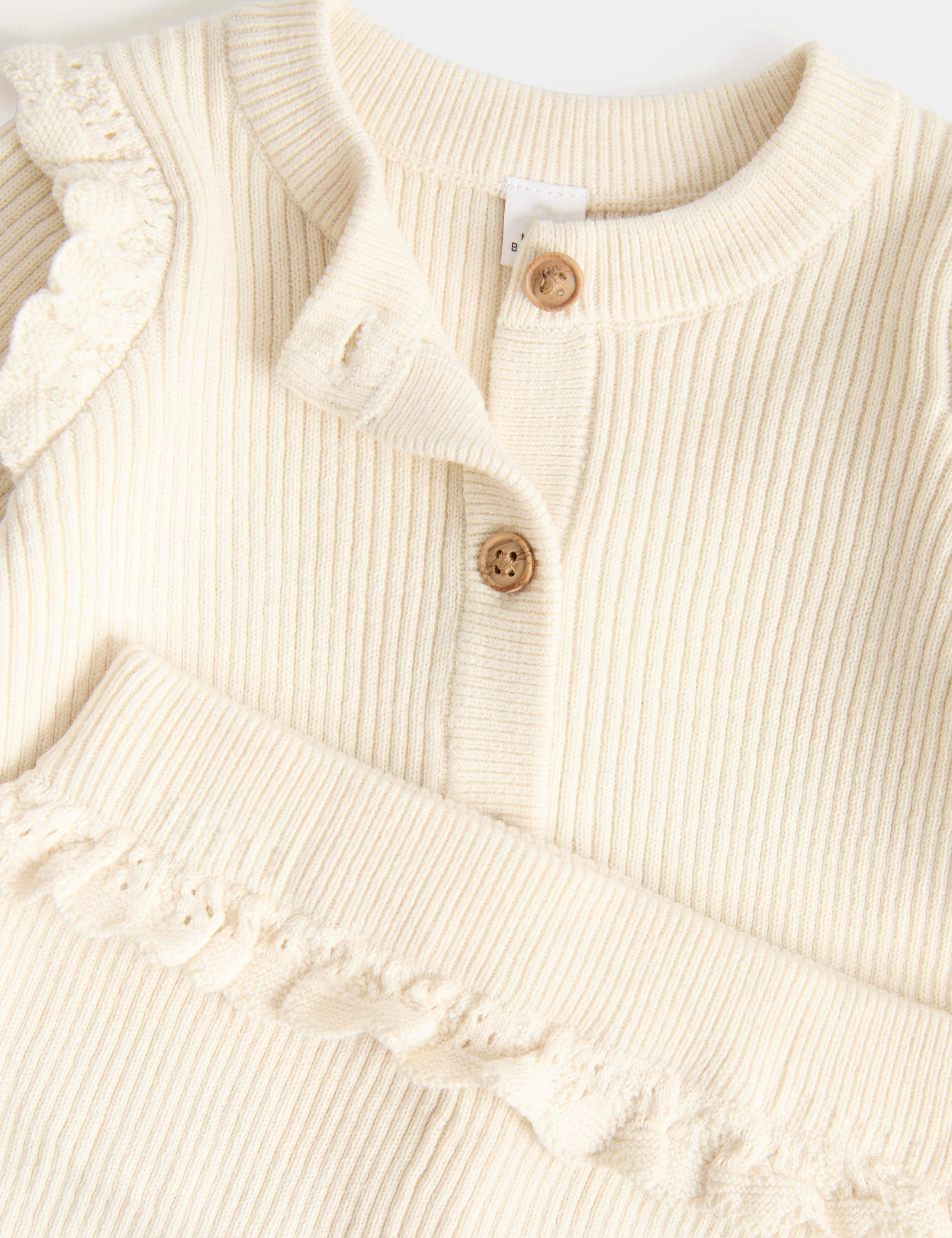 2 Piece Pure Cotton Knitted Frill Outfit (0-24 Mths) 2 of 2