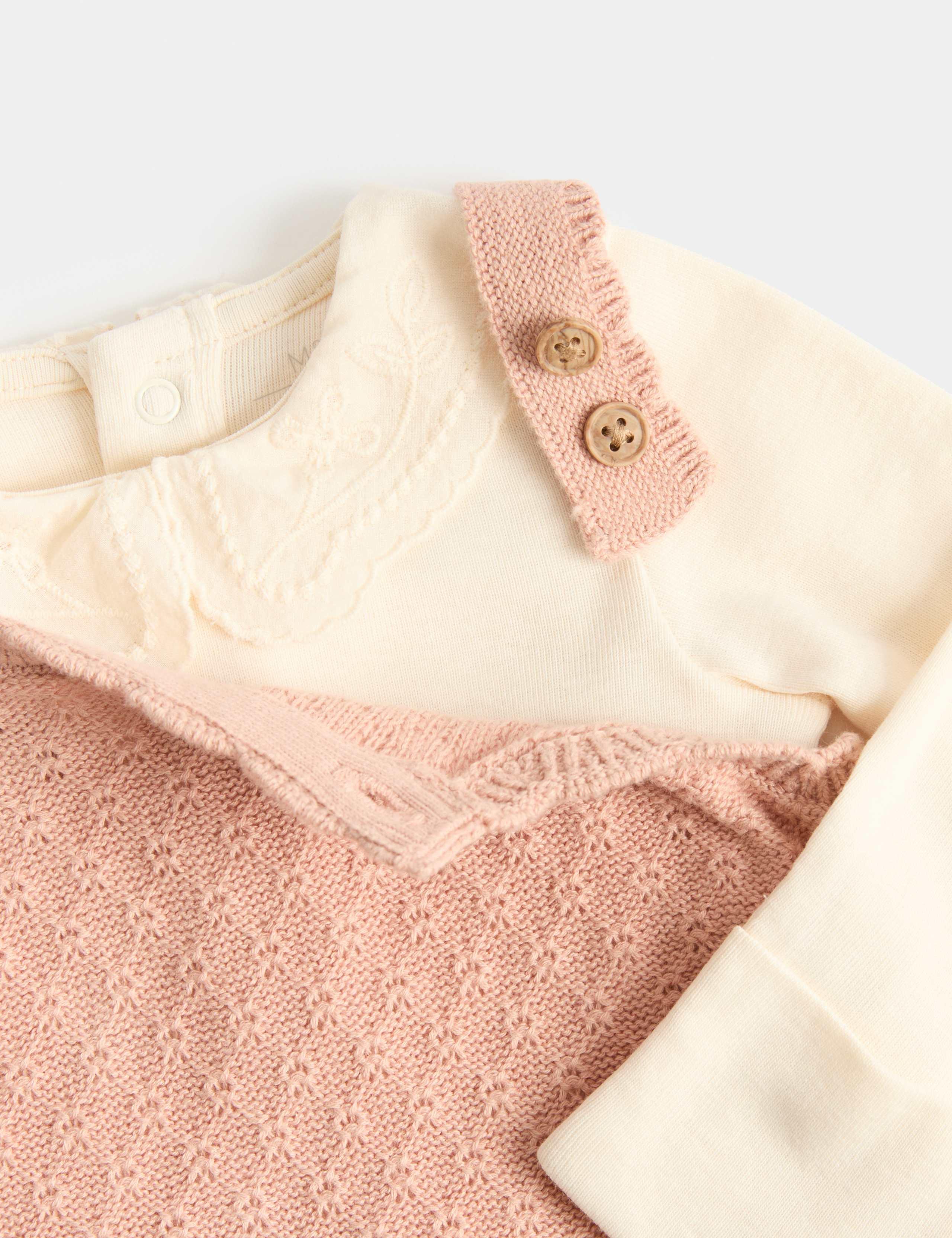 2 Piece Knitted Dungarees with Bodysuit (7lbs - 12 Mths) 2 of 2