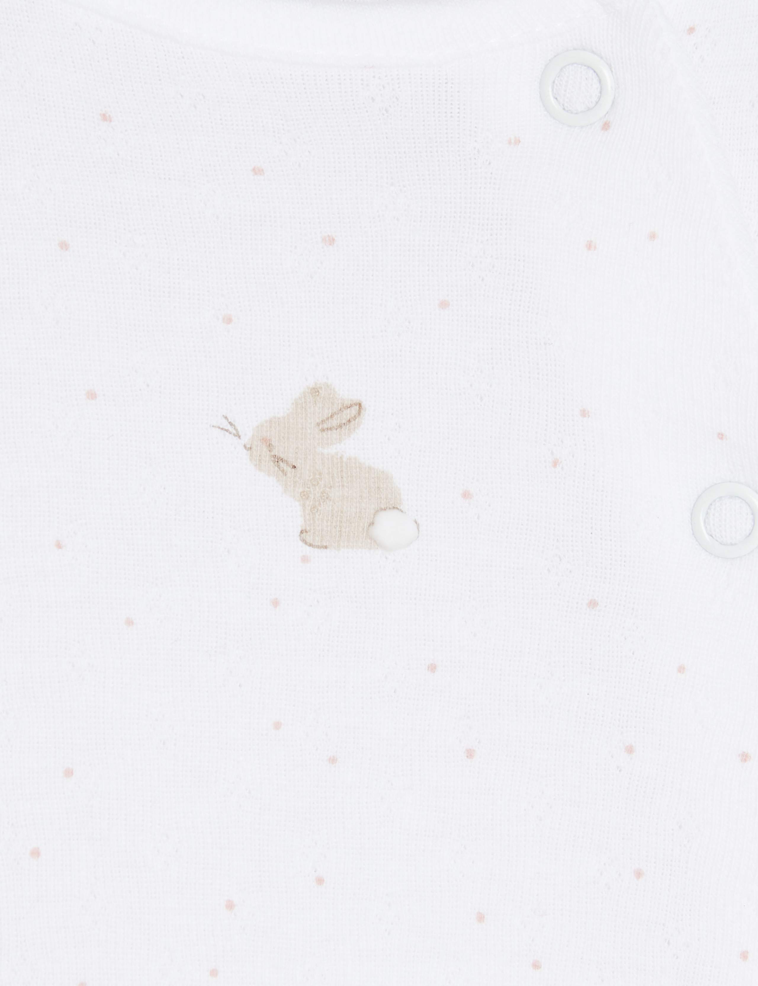 3pk Pure Cotton Bunny Sleepsuits (6½lbs-3 Yrs) 2 of 2