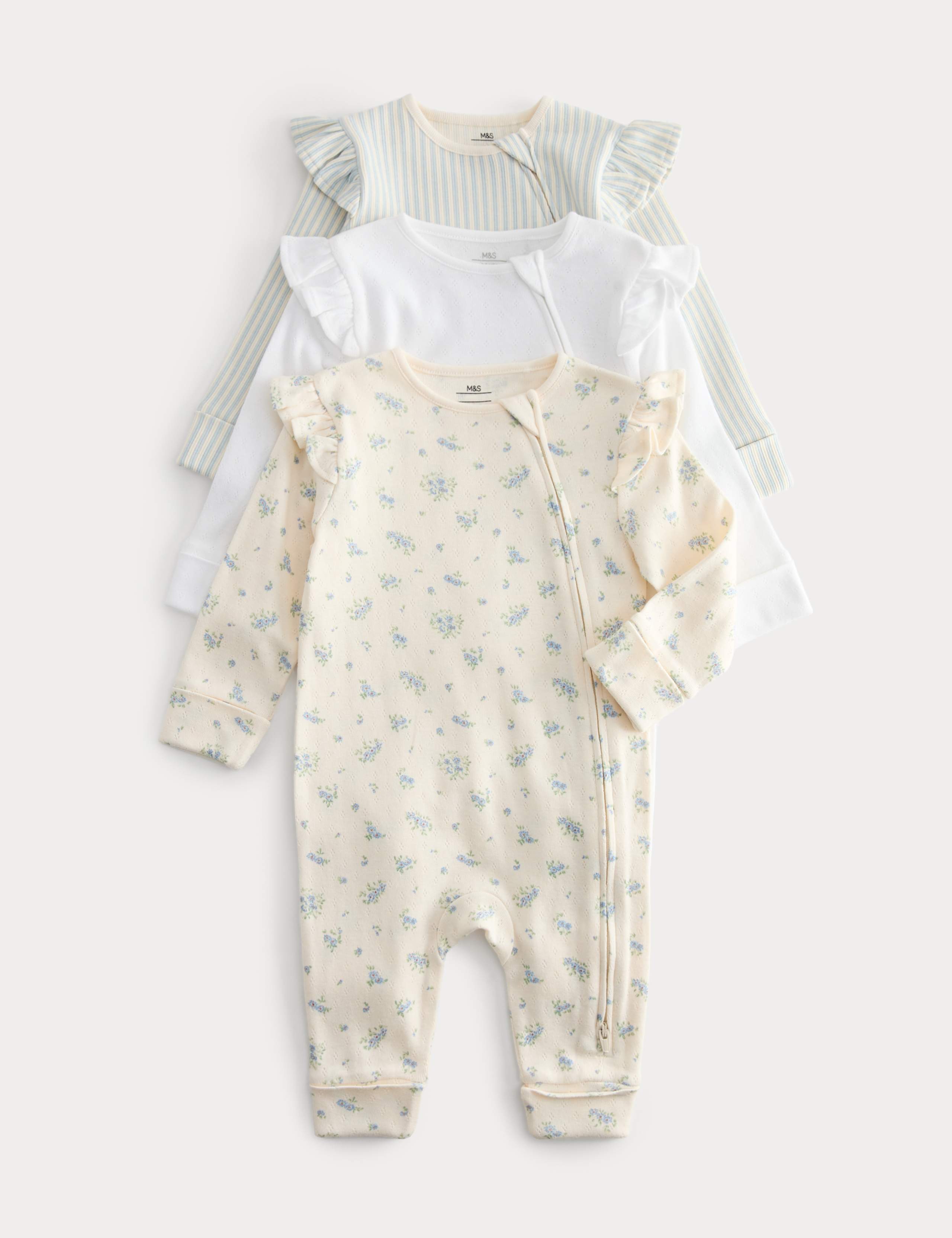3 Pack Cotton Rich Sleepsuits (6½lbs-3 Yrs) 1 of 3