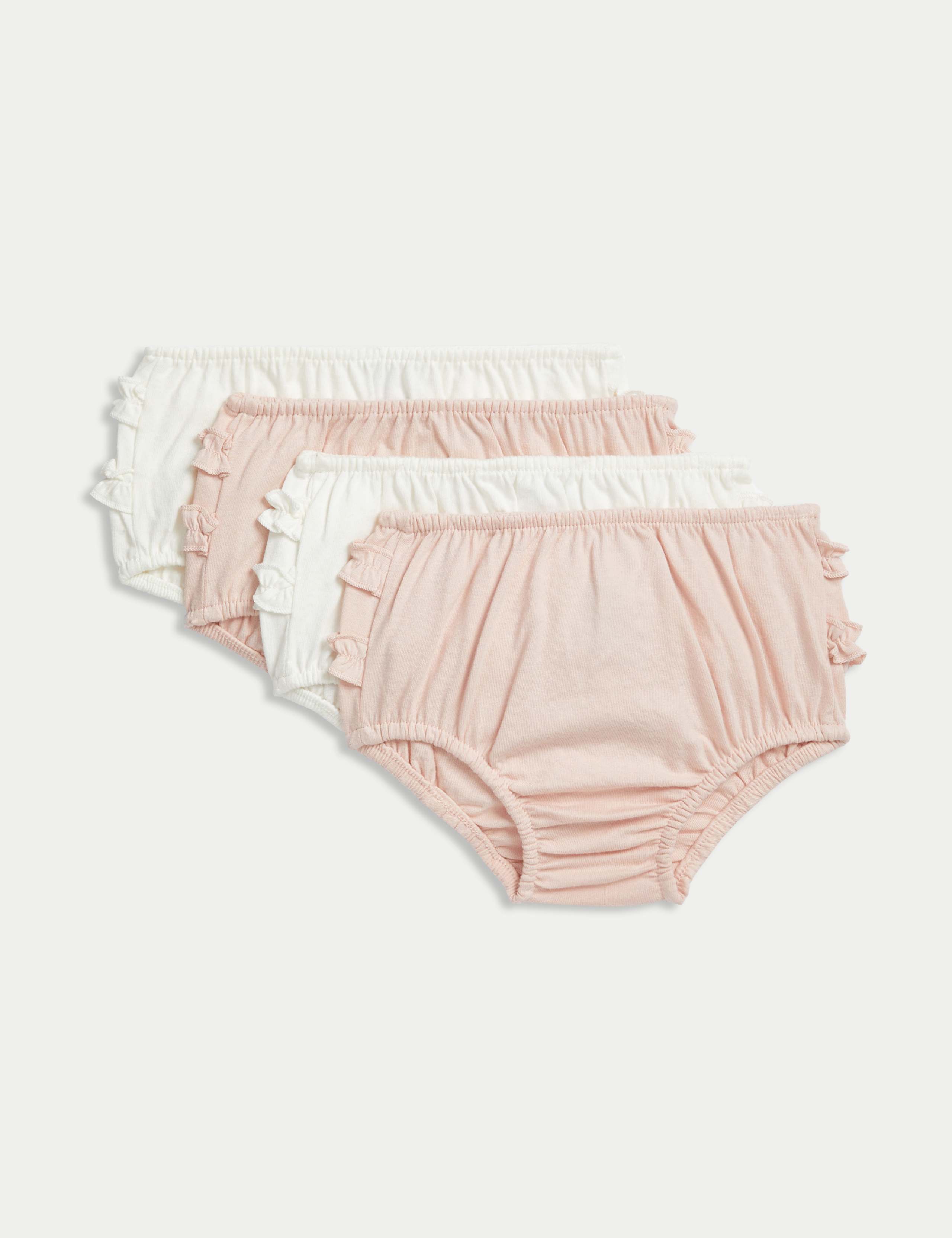 4 Pack Pure Cotton Frilly Knickers (7lbs-3 Yrs) 1 of 2