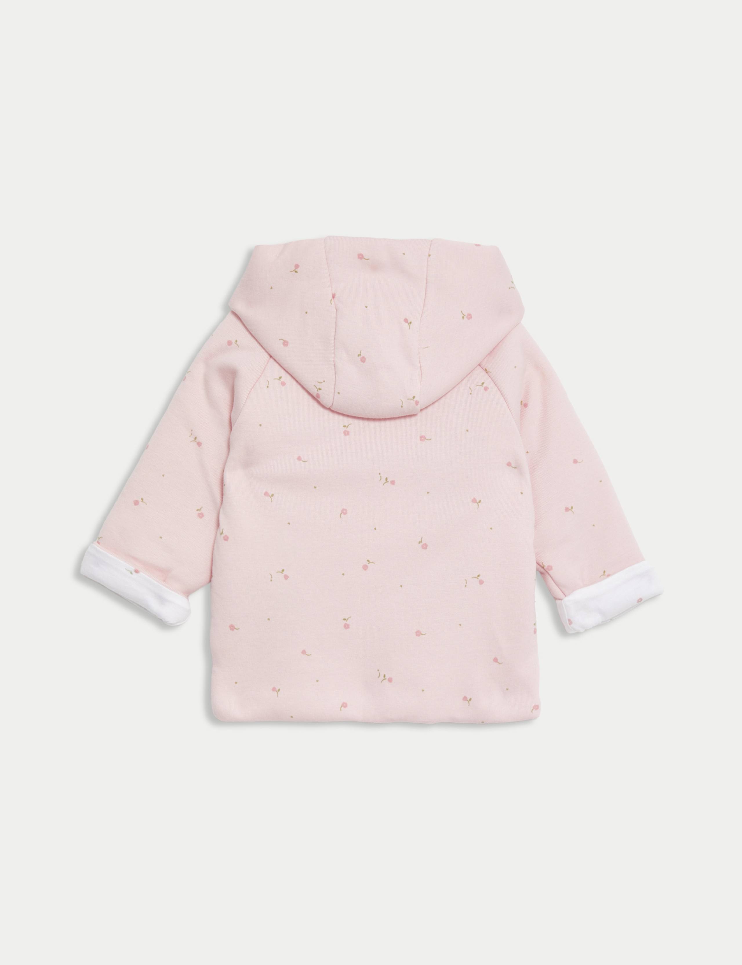 Pure Cotton Floral Hooded Jacket (7lbs-1 Yrs) 2 of 3