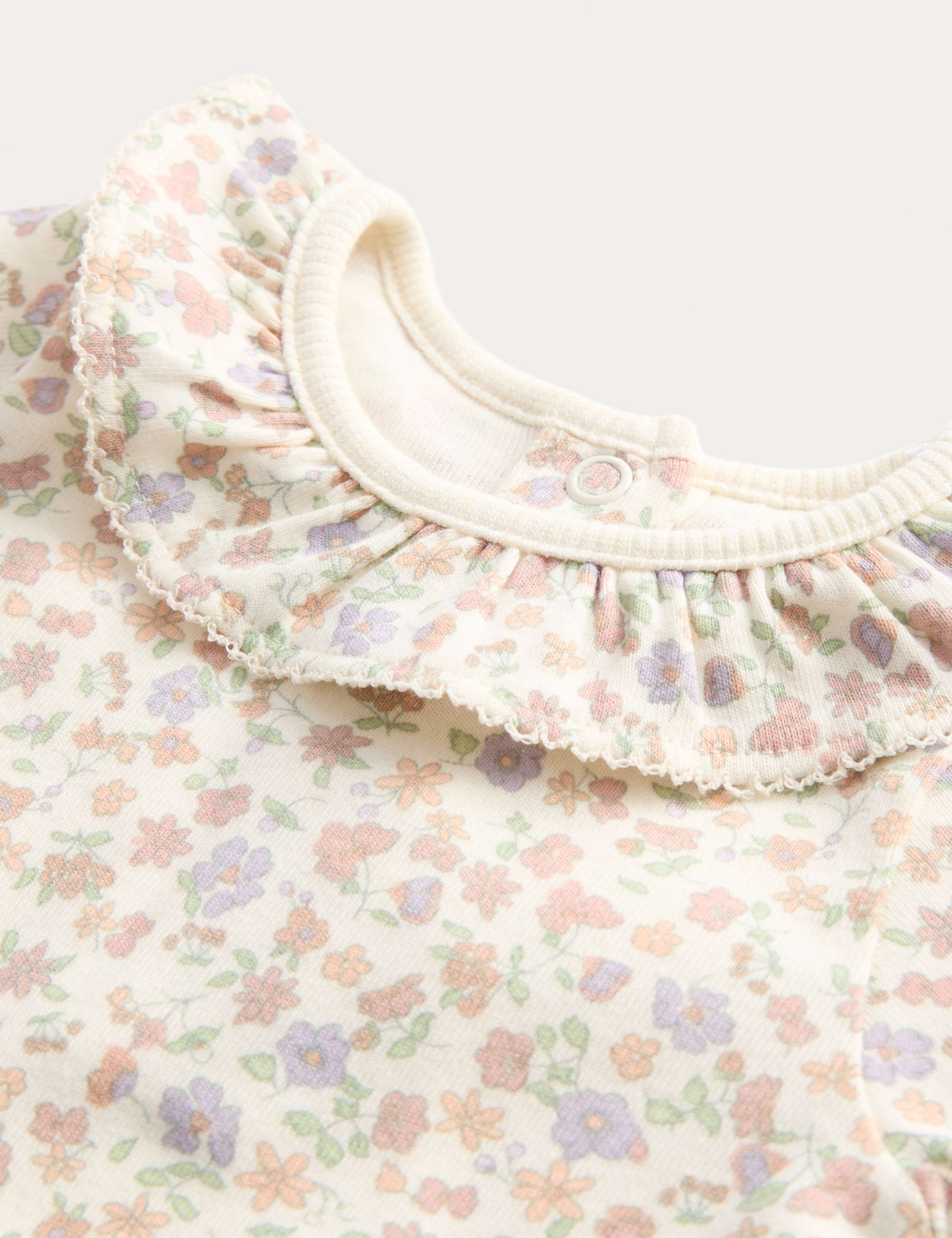 3 Pack Pure Cotton Floral Long Sleeve Bodysuits (0-3 Yrs) 3 of 4