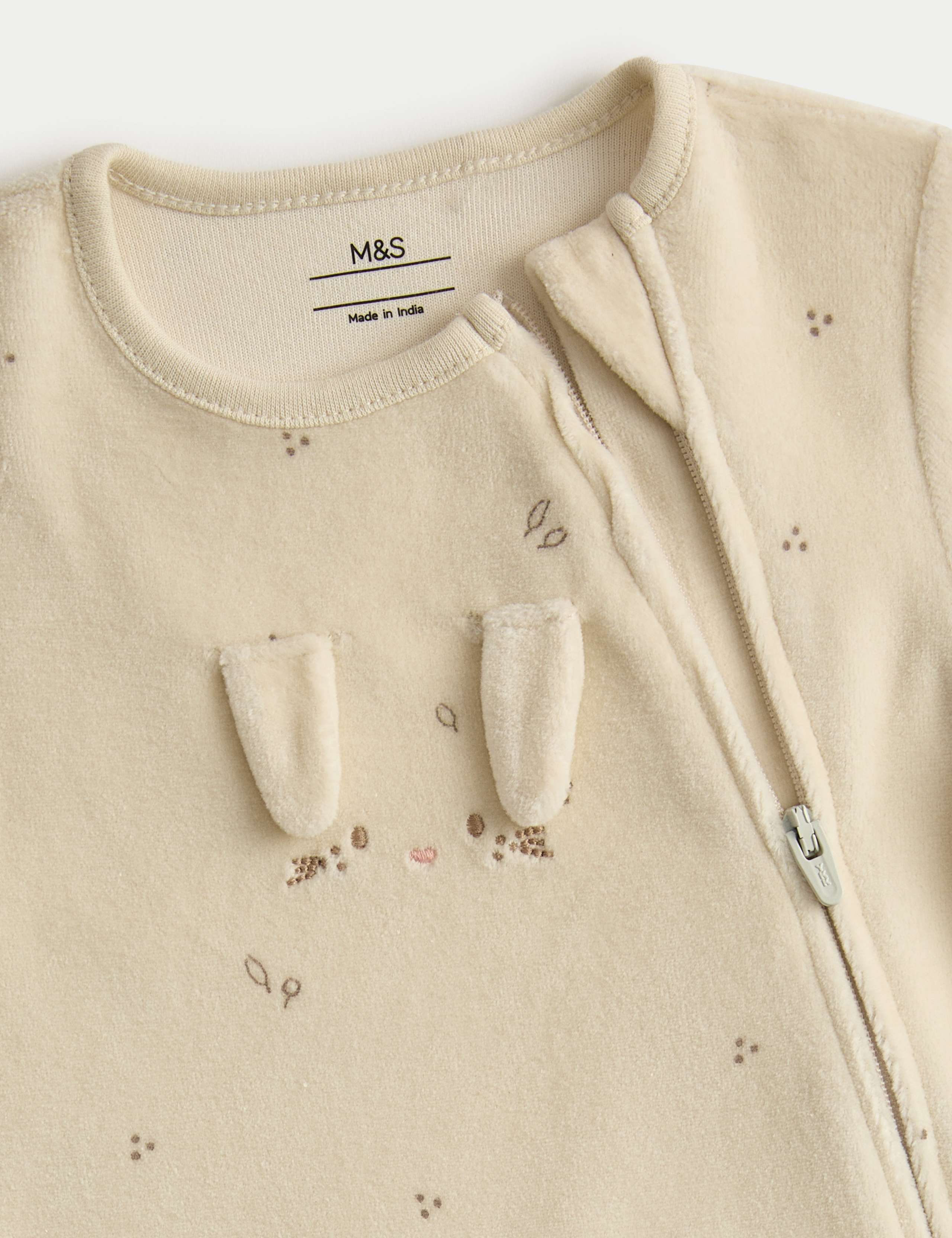 2 Pack Cotton Rich Velour Bunny Sleepsuits (6½lbs-3 Yrs) 2 of 3