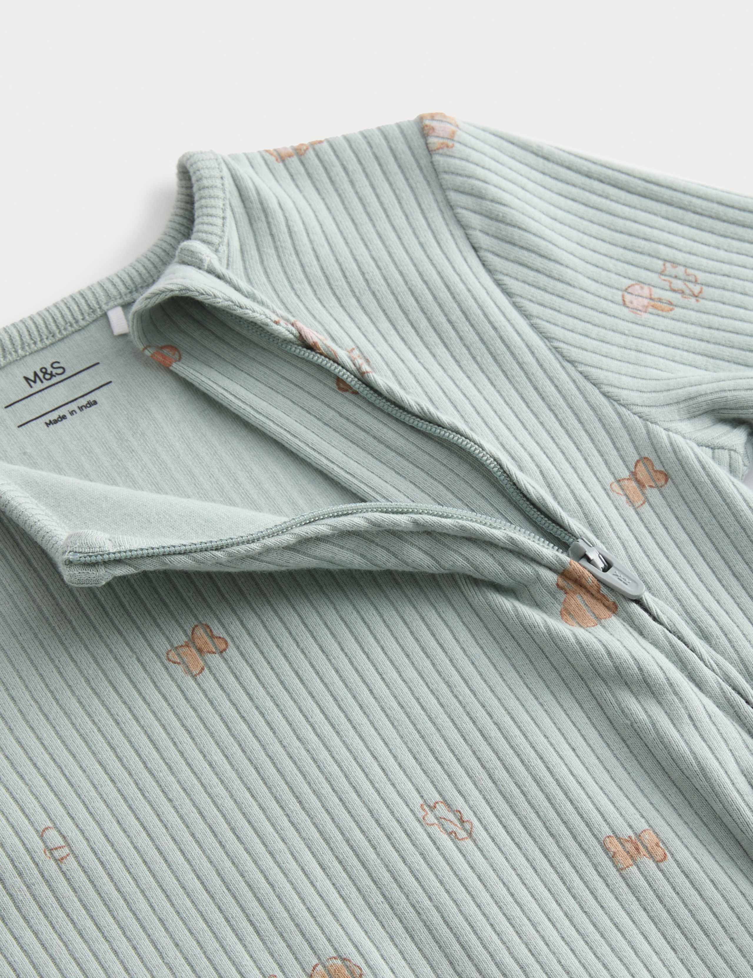 3 Pack Cotton Rich Woodland Print Sleepsuits (6½lbs-3 Yrs) 3 of 4