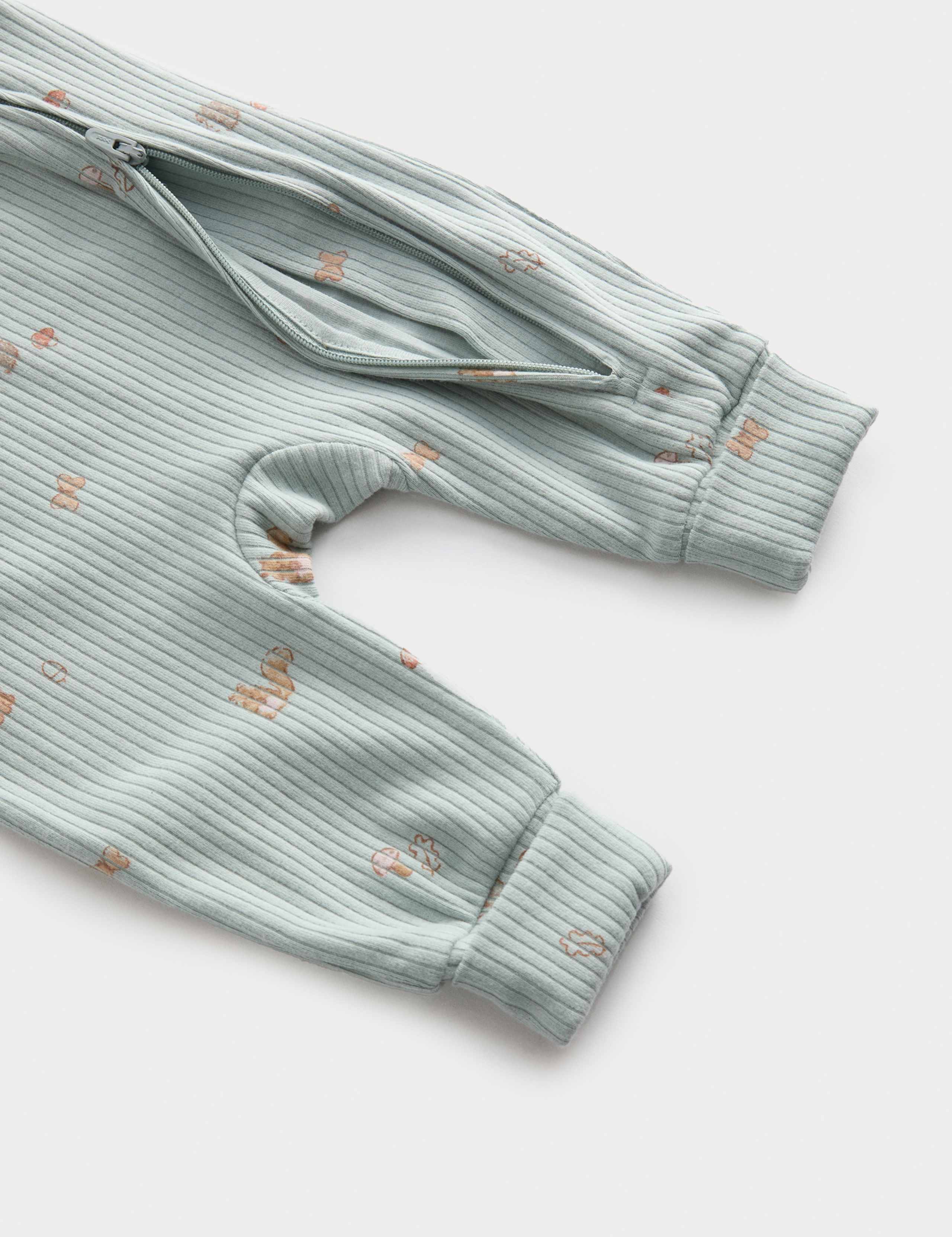 3 Pack Cotton Rich Woodland Print Sleepsuits (6½lbs-3 Yrs) 4 of 4