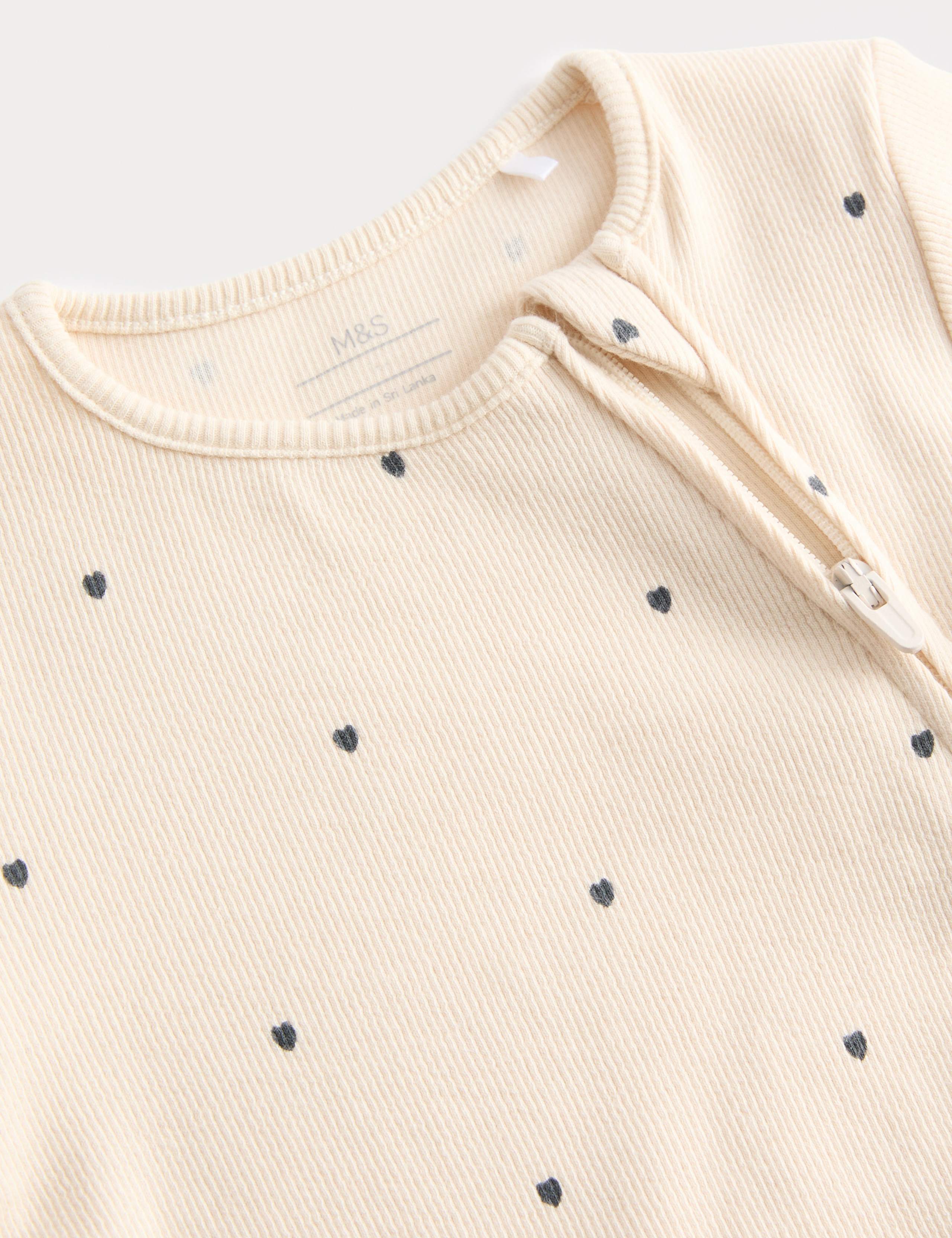 3pk Cotton Rich Heart Ribbed Sleepsuits (0-3 Yrs) 2 of 3