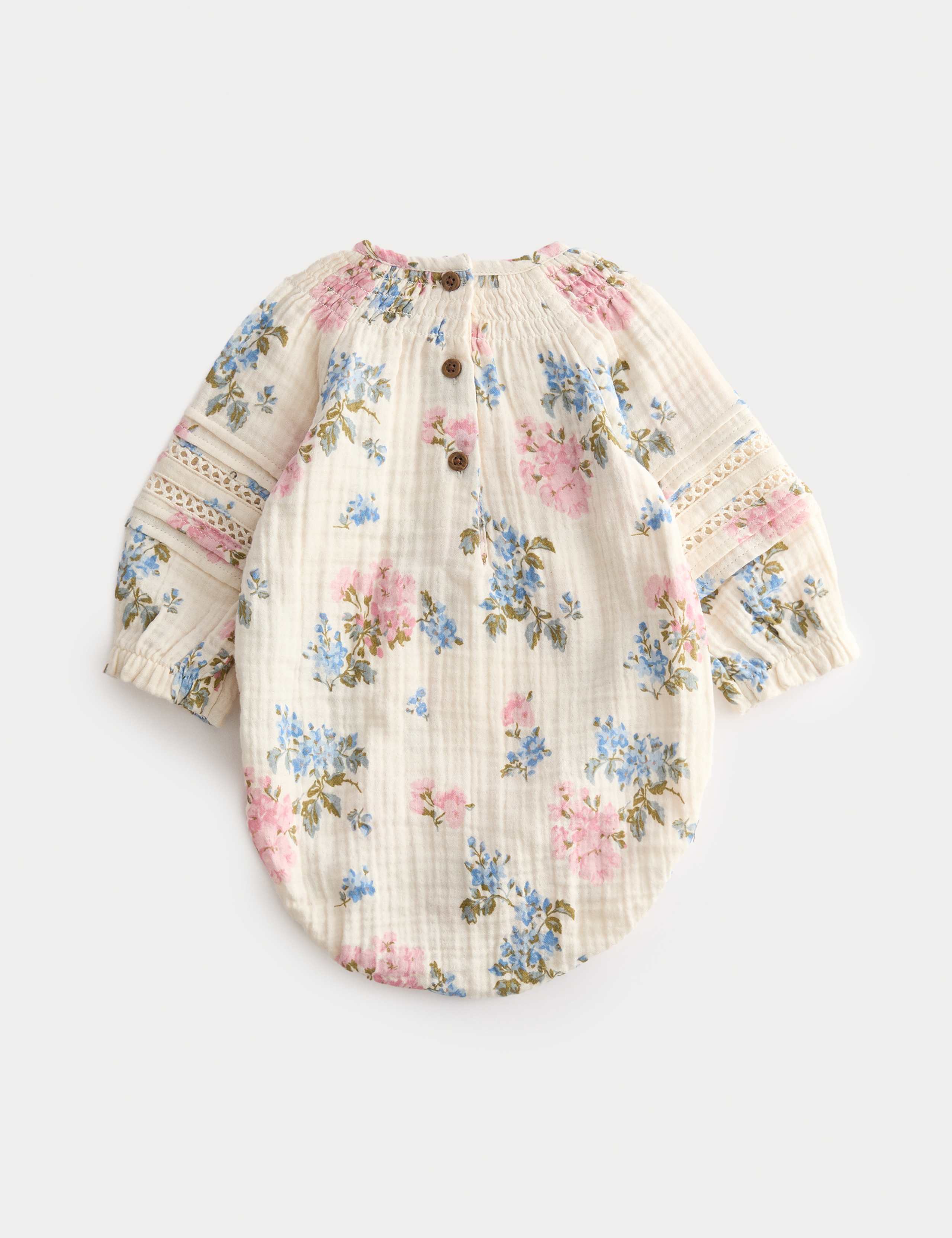 3pc Cotton Rich Floral Bodysuit with Hat and Tights 2 of 3
