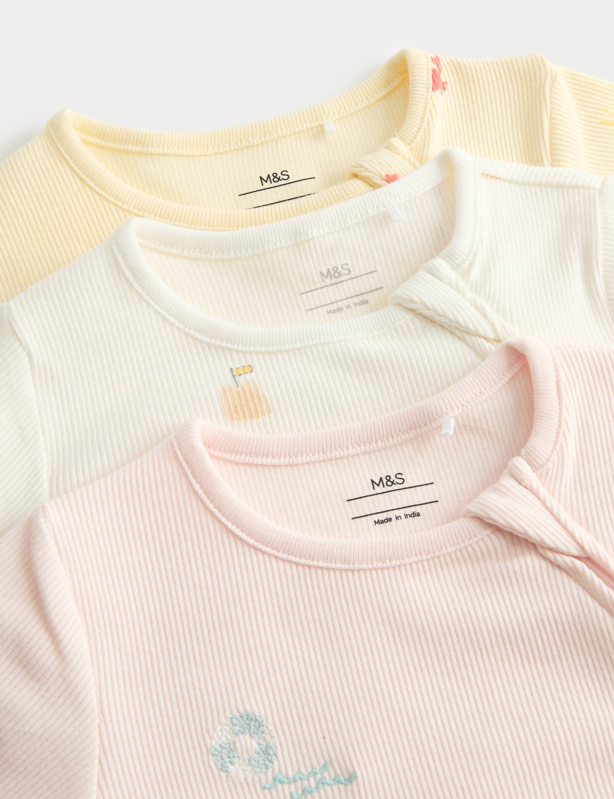 3 Pack Cotton Rich Embroidered Rompers (7lbs-3 Yrs) 2 of 3