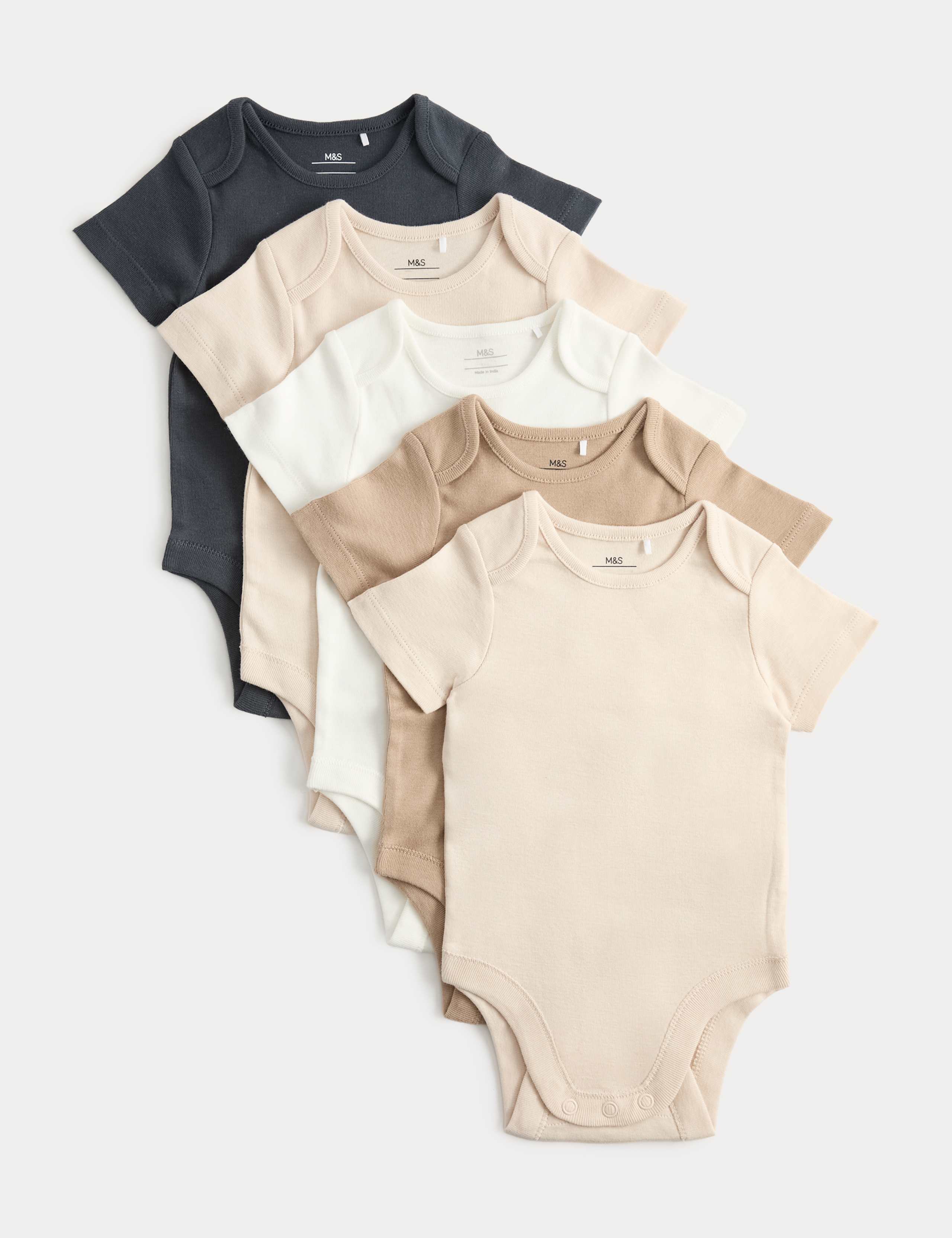 5 Pack Pure Cotton Bodysuits (7lbs-3 Yrs) 1 of 3