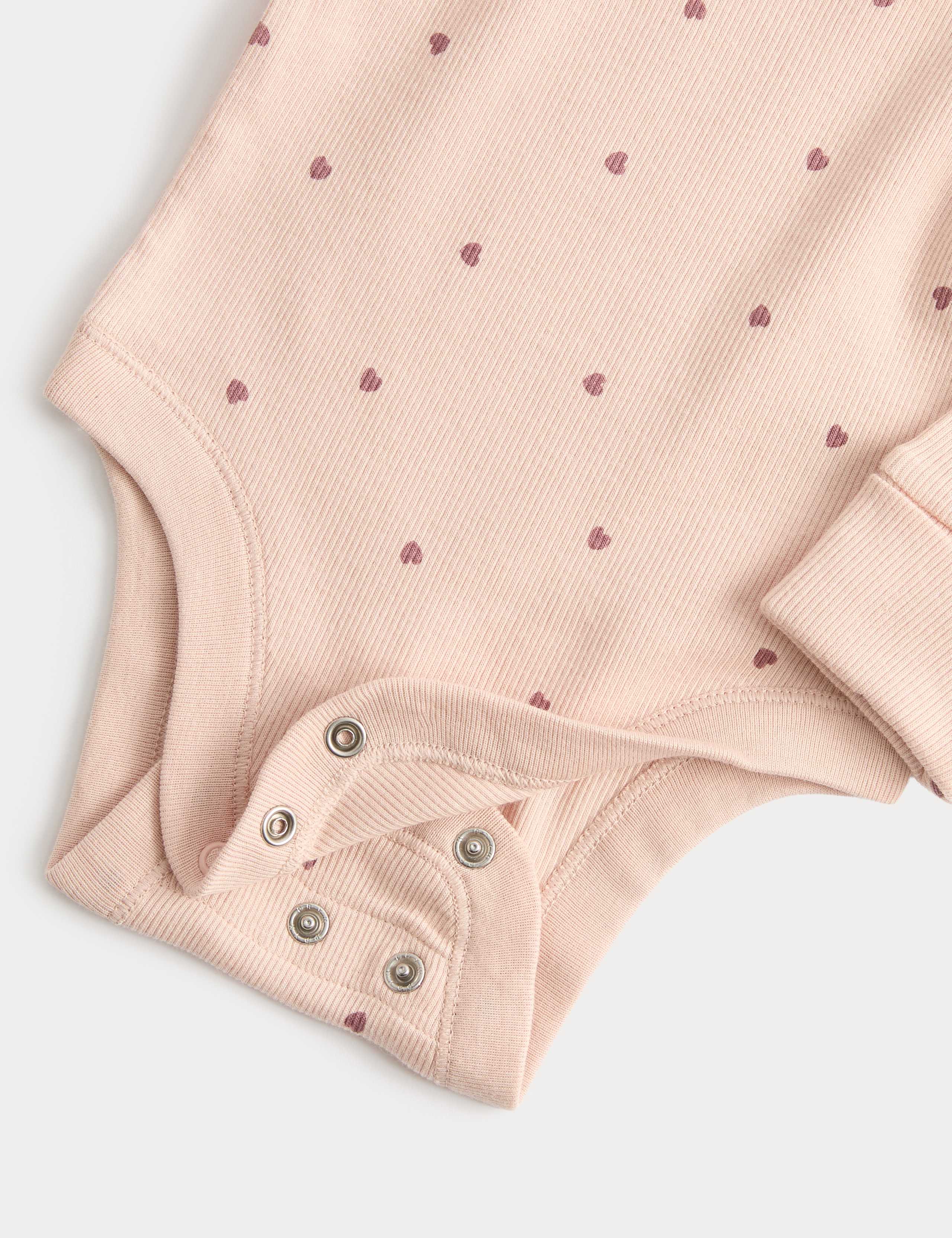 3 Pack Cotton Rich Heart Long Sleeve Bodysuits (0-3 Yrs) 2 of 3