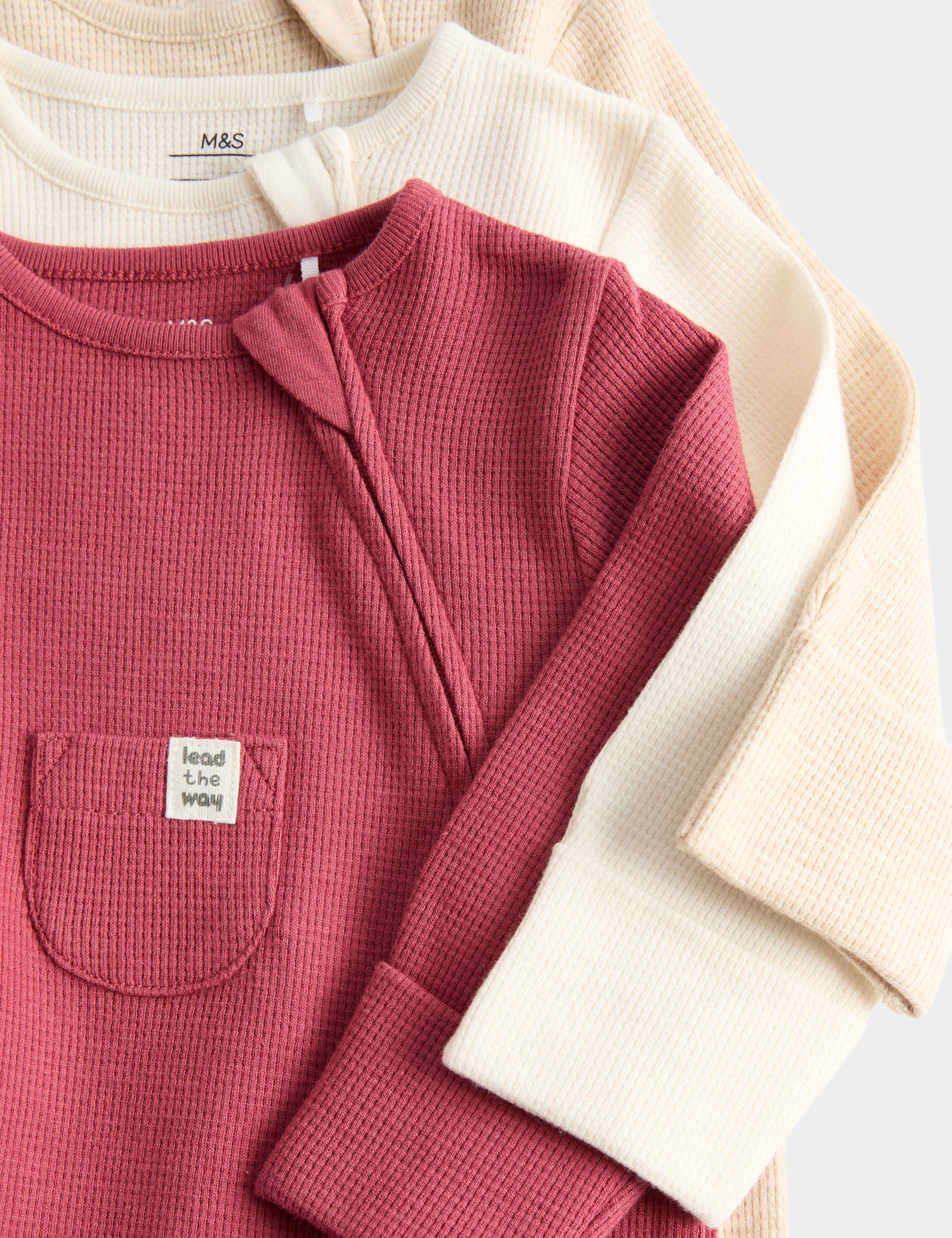 3 Pack Pure Cotton Waffle Sleepsuits (7lbs-3 Yrs) 2 of 3