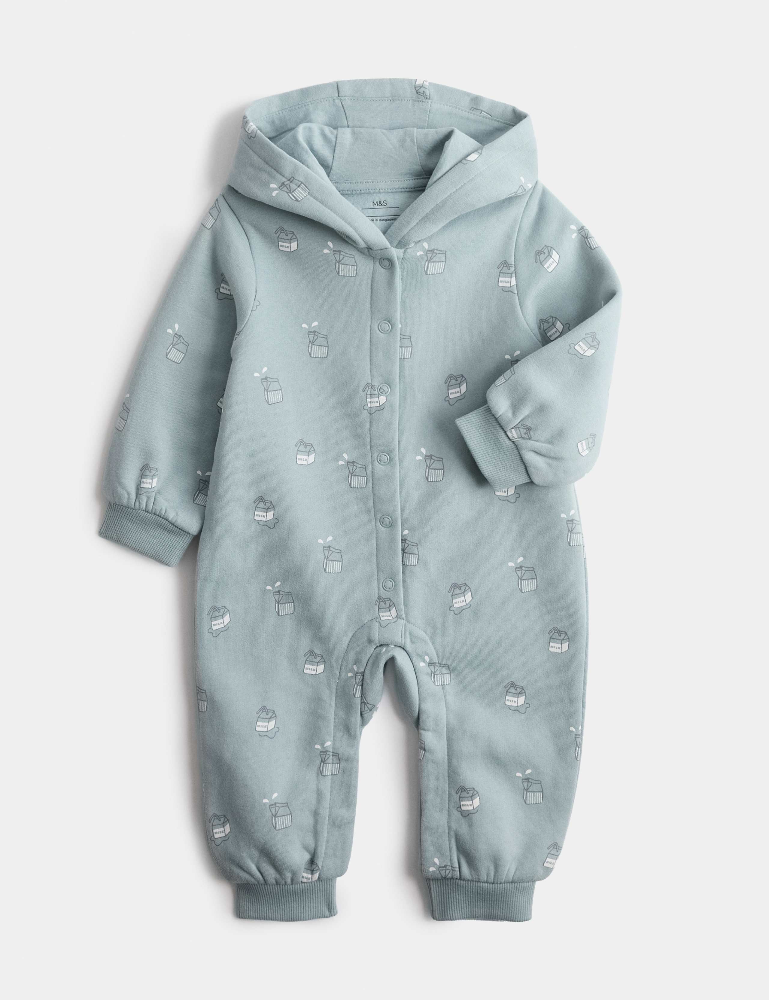 Cotton Rich Milk Hooded All in One (0-3 Yrs) 1 of 3