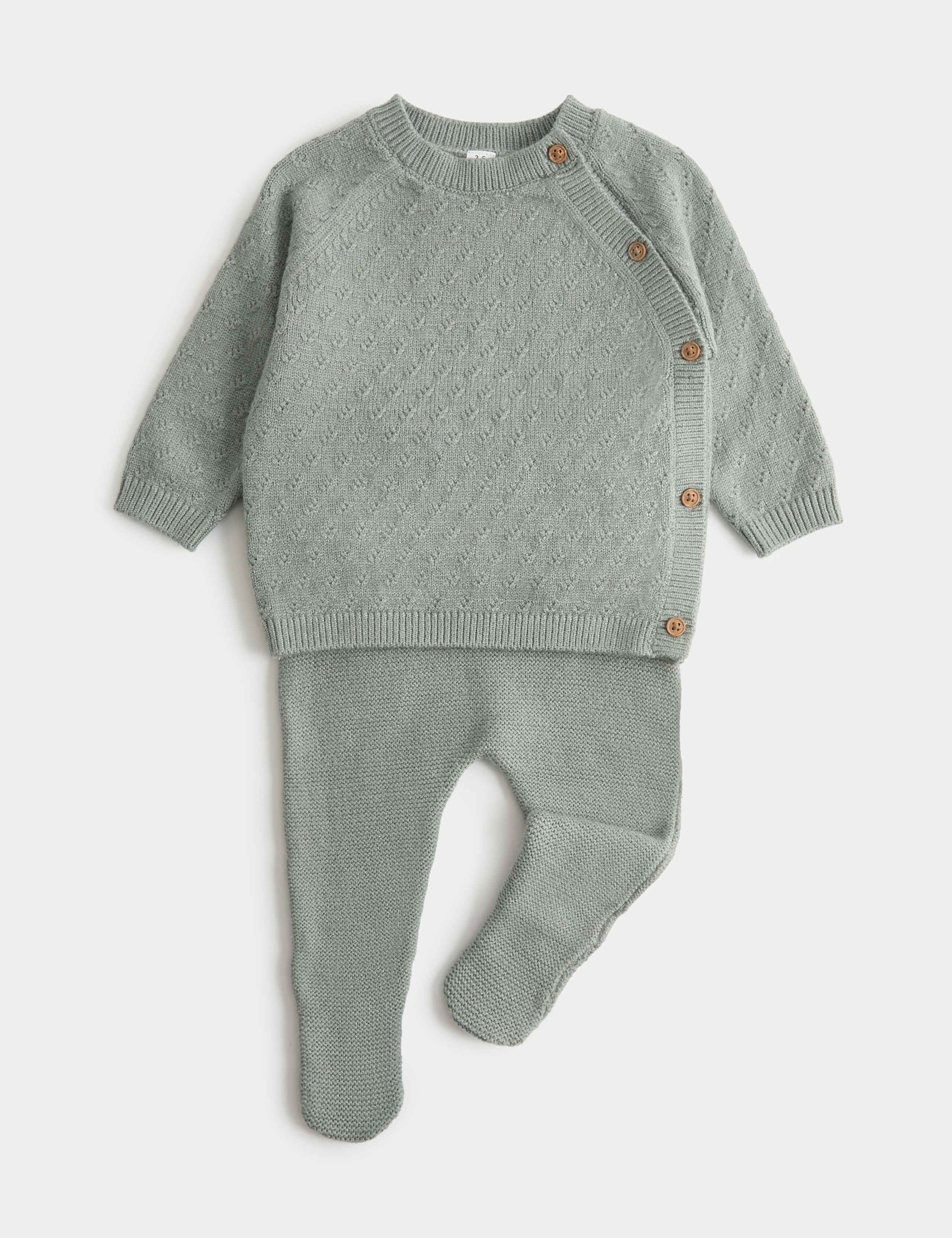 2 Piece Stitch Detail Knitted Outfit (7lbs - 1 Yrs) 1 of 3