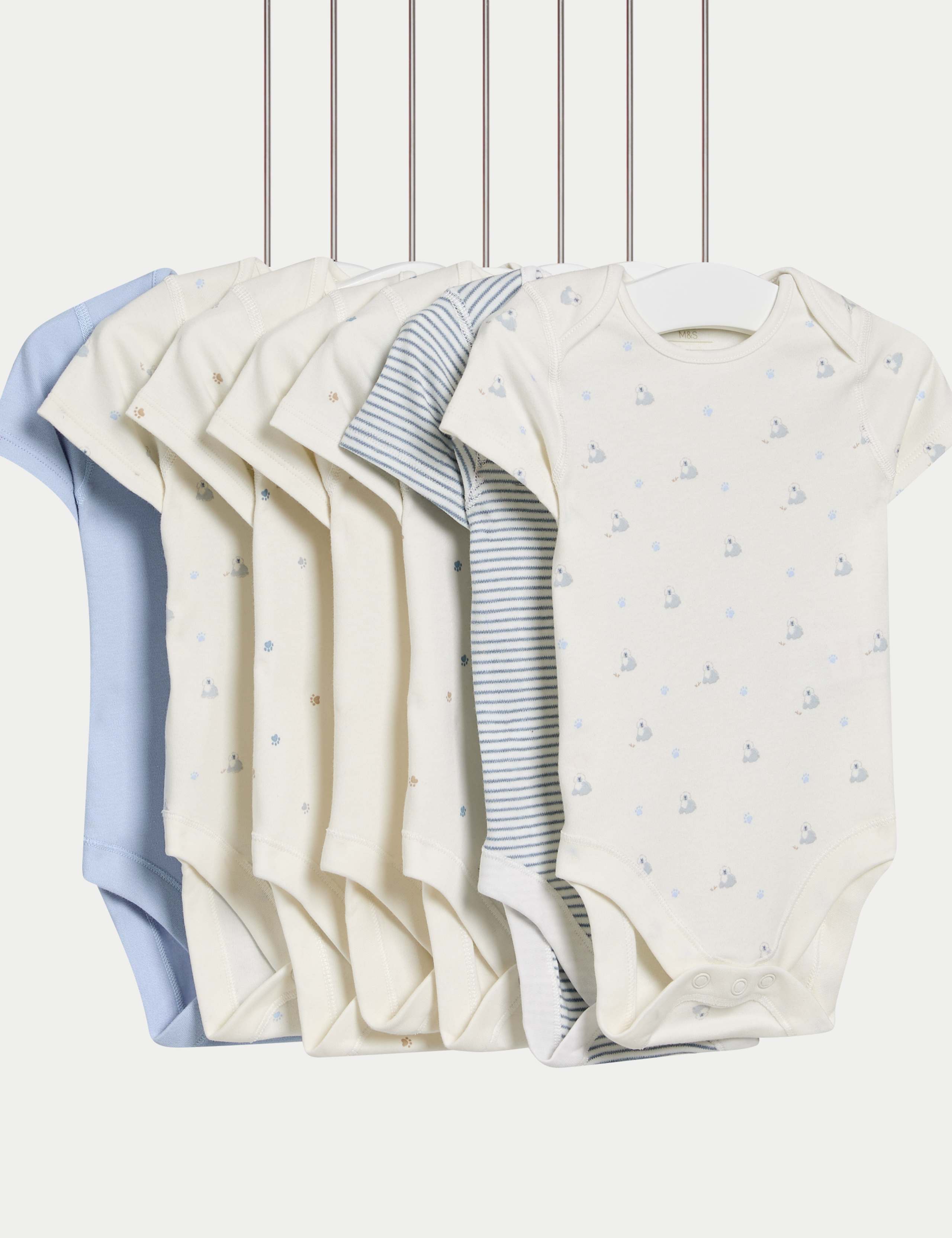 7pk Pure Cotton Dog Print Bodysuits (5lbs-3 Yrs) 1 of 2