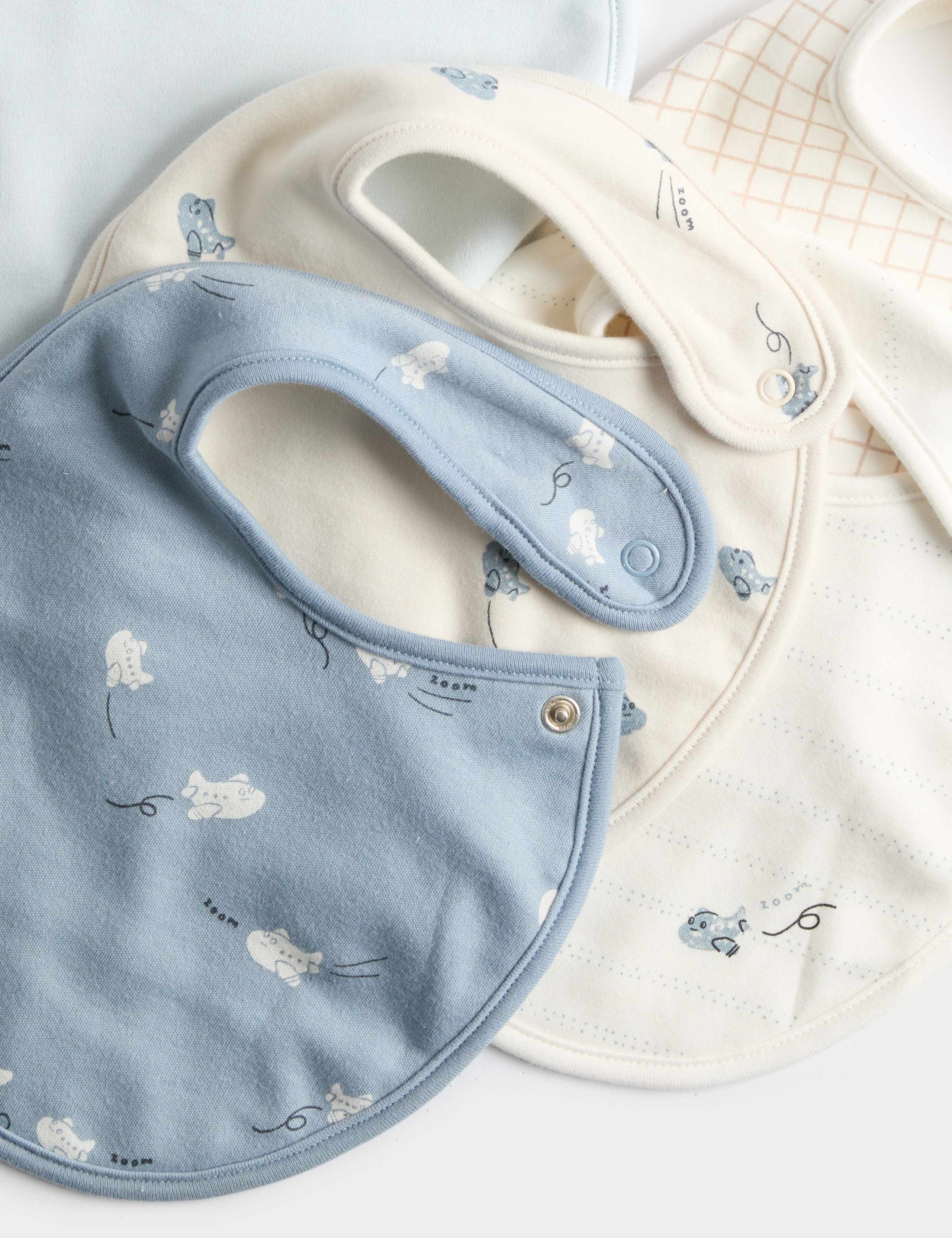 5 Pack Cotton Rich Plane Print Dribble Bibs 2 of 2