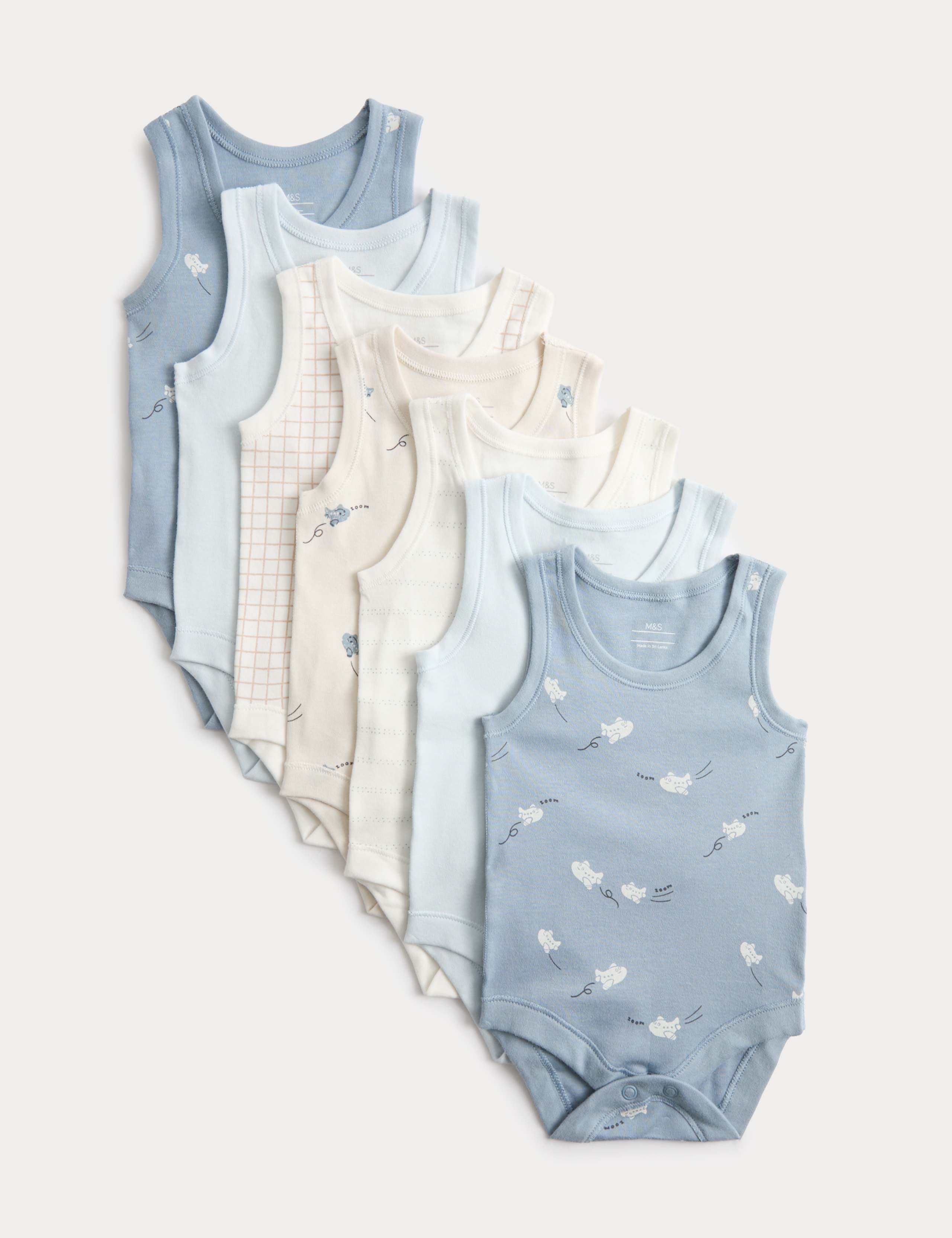 7 Pack Pure Cotton Patterned Bodysuits (7lbs-3 Yrs) 2 of 6